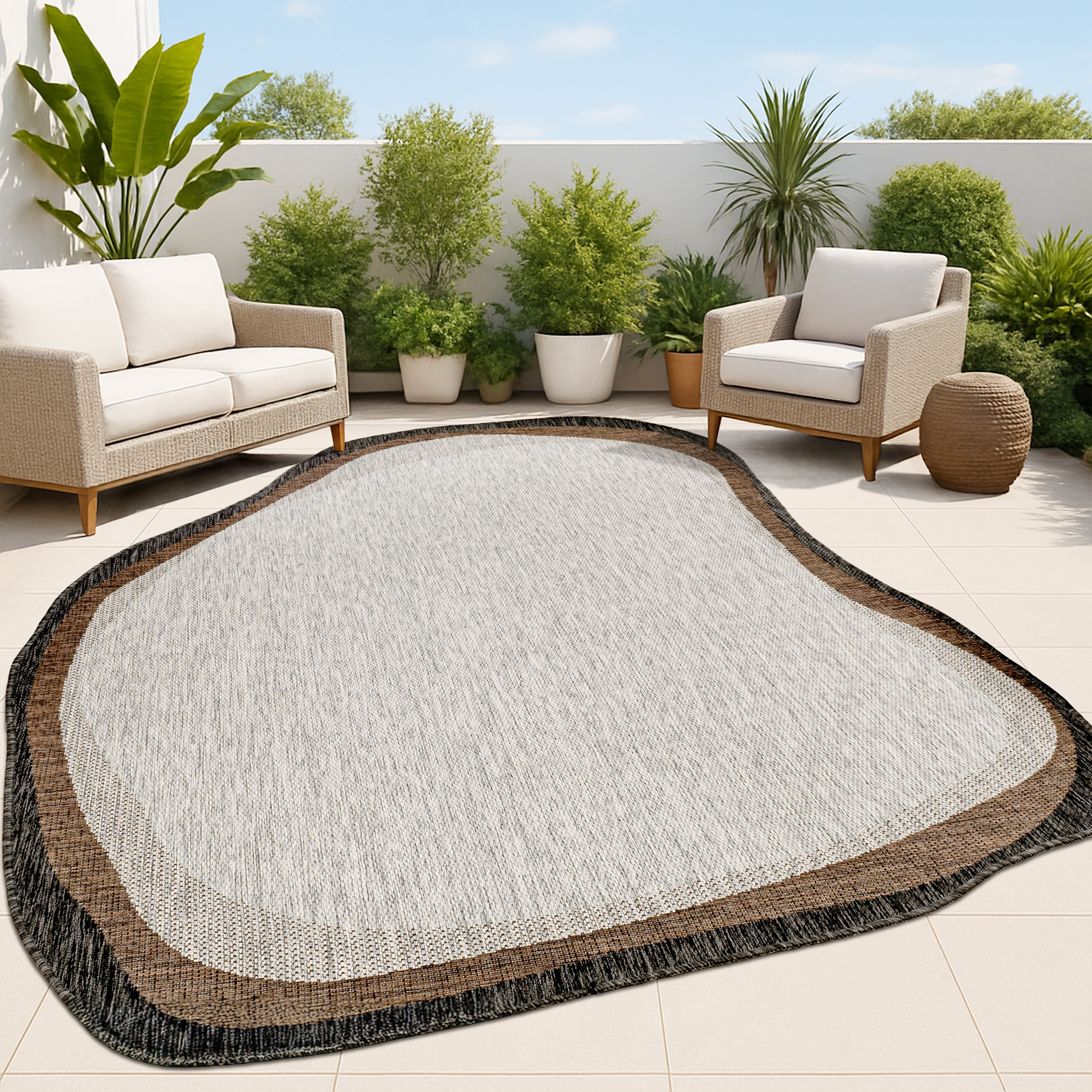 JONATHAN  Y SHP200C-5 SHAPES Wyatt Rustic 5 x 8 (ft) Loomed Gray/Black Irregular Indoor/Outdoor Abstract Coastal Pet Friendly Area rug