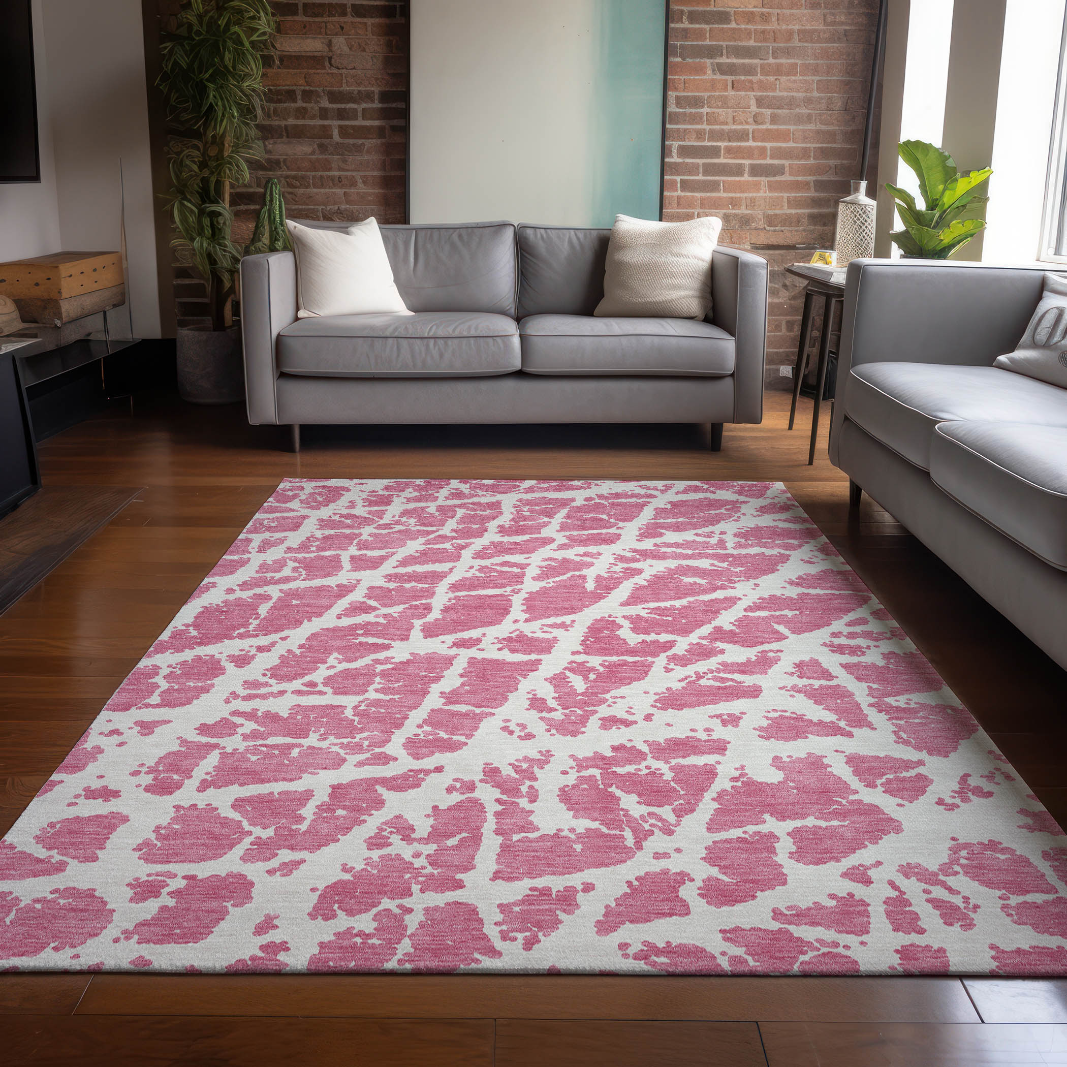 Addison Rugs ACN501PI5X8 Chantille ACN501PI 5 x 7 (ft) Polyester Pink Rectangular Indoor Abstract Machine washable Area rug