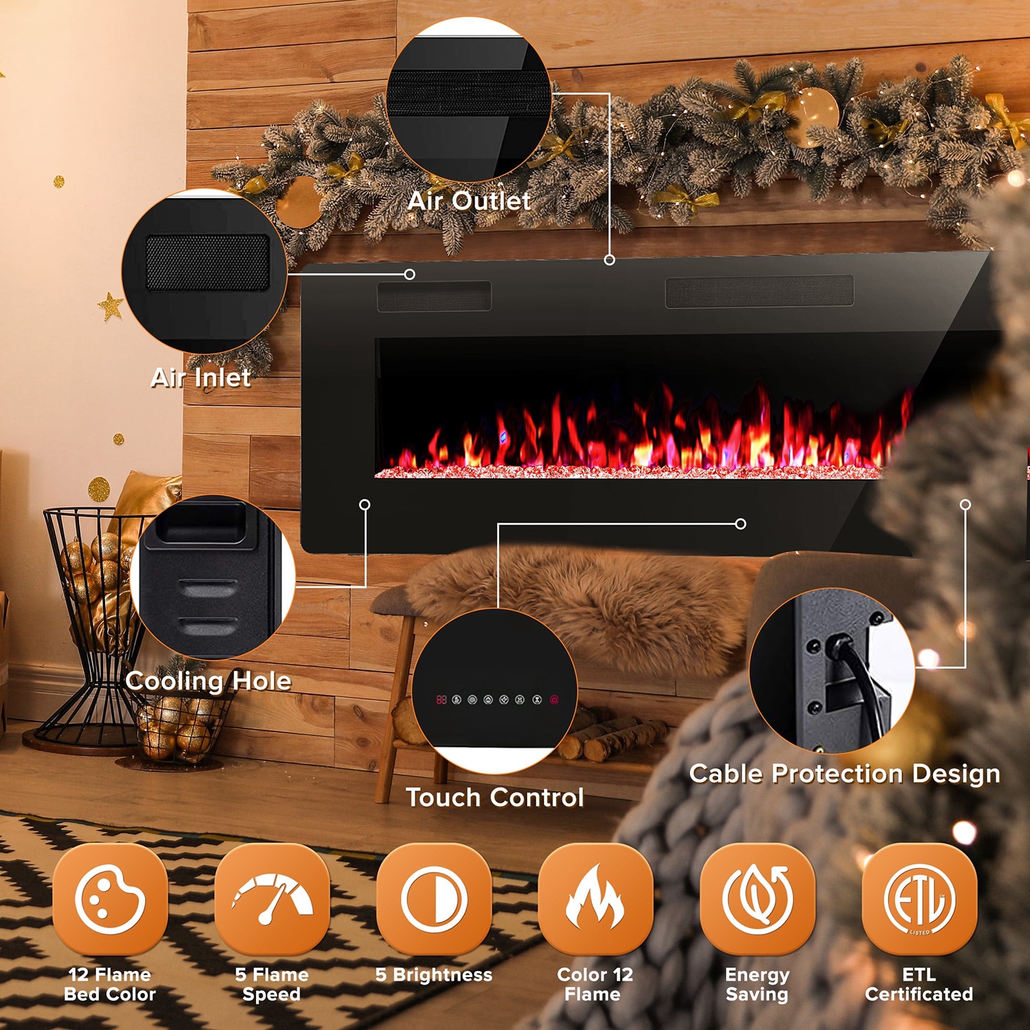 COWSAR 868C3U Electric-Fireplaces - View #3