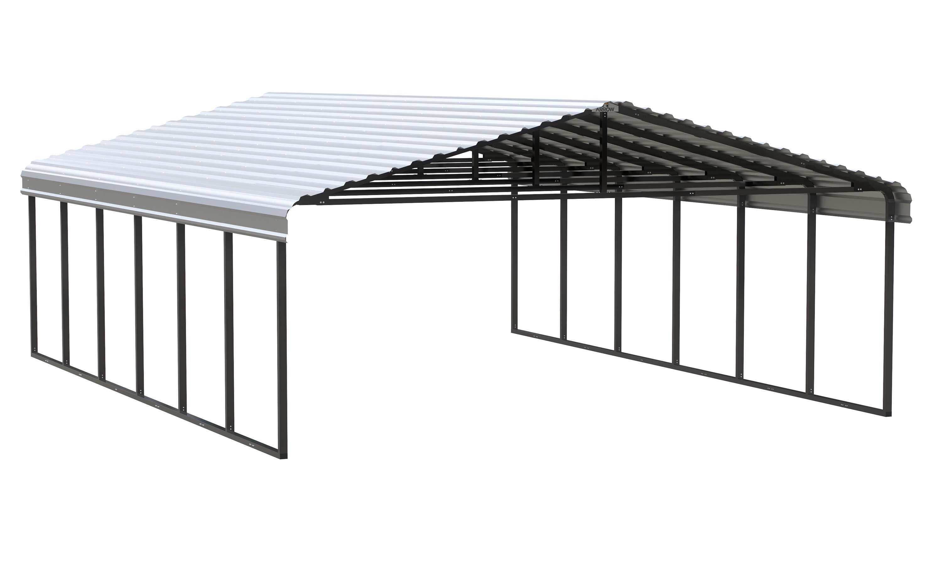 Arrow CPH202909 20-ft W x 29-ft L x 9-ft H Eggshell Metal Carport with Metal Roof