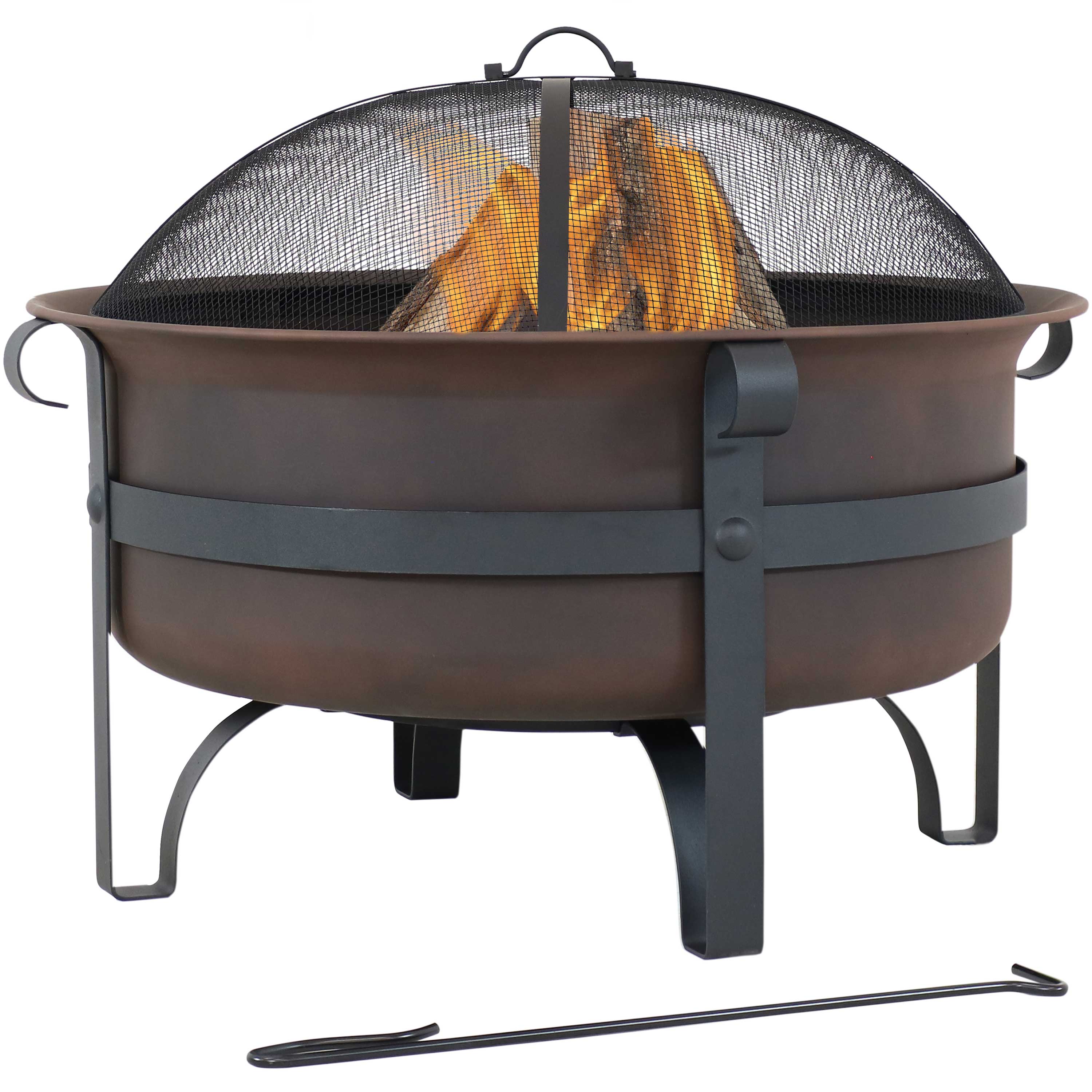 Bronze Cauldron 29-Inch Wood-Burning Fire Pit with Spark Screen
