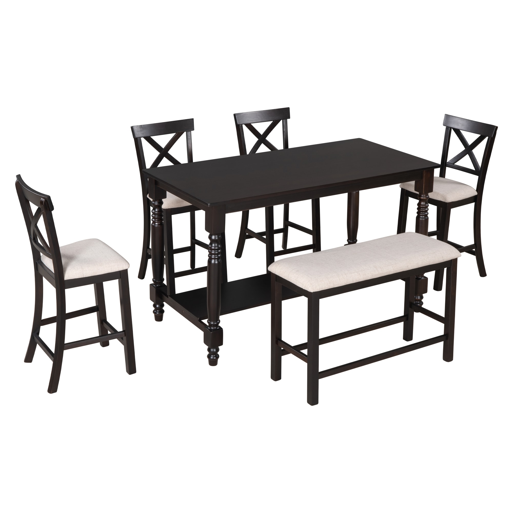 Siavonce XH064AAP Espresso Contemporary/Modern Dining Room Set with Rectangular Table ( Seats 6 )