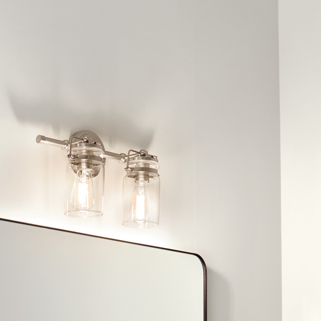 Kichler 45688NI Brinley 15.75-in 2 -Light Brushed Nickel Farmhouse Vanity light