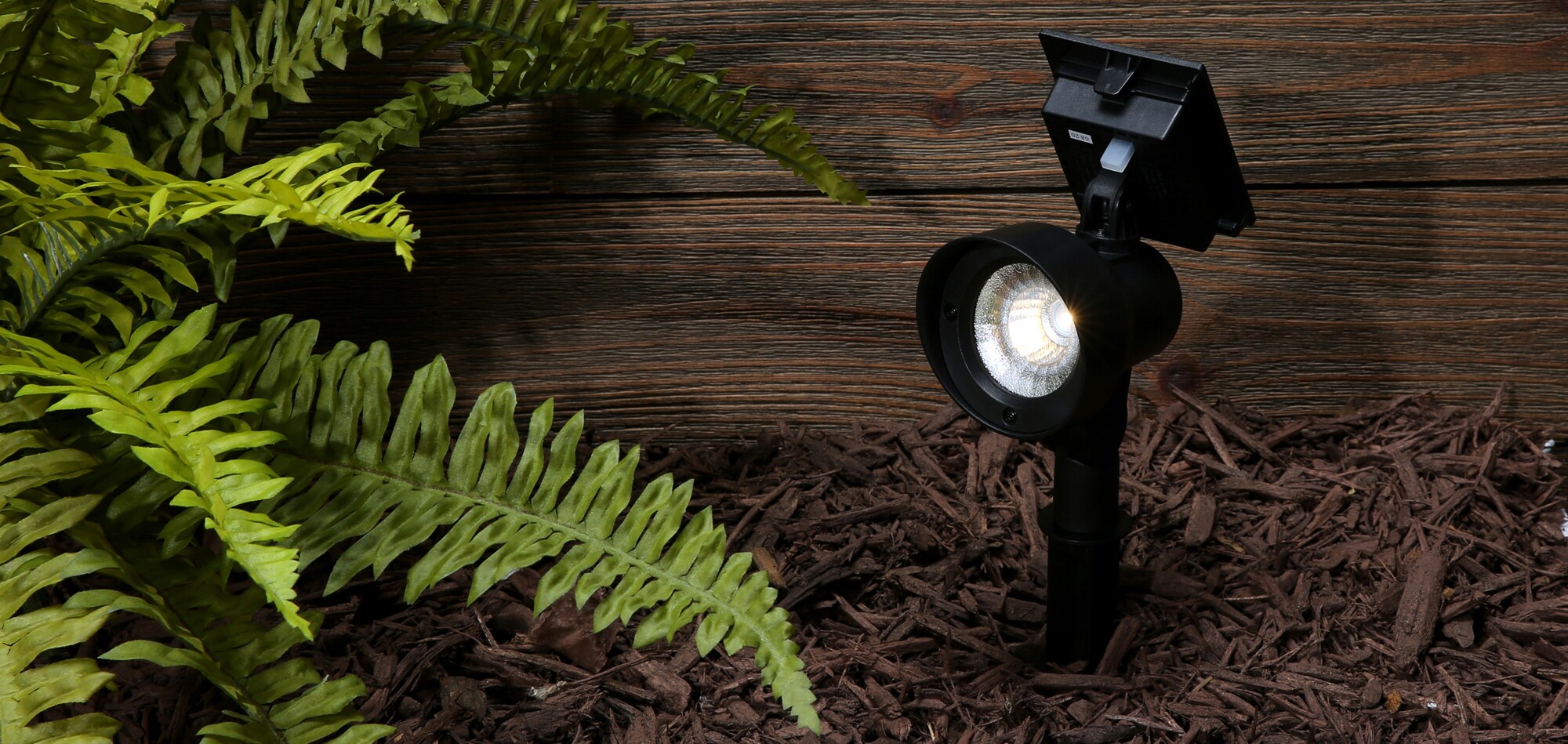 Mainstays Black Solar Powered Plastic LED Outdoor Landscape Spotlight, 60  Lumens