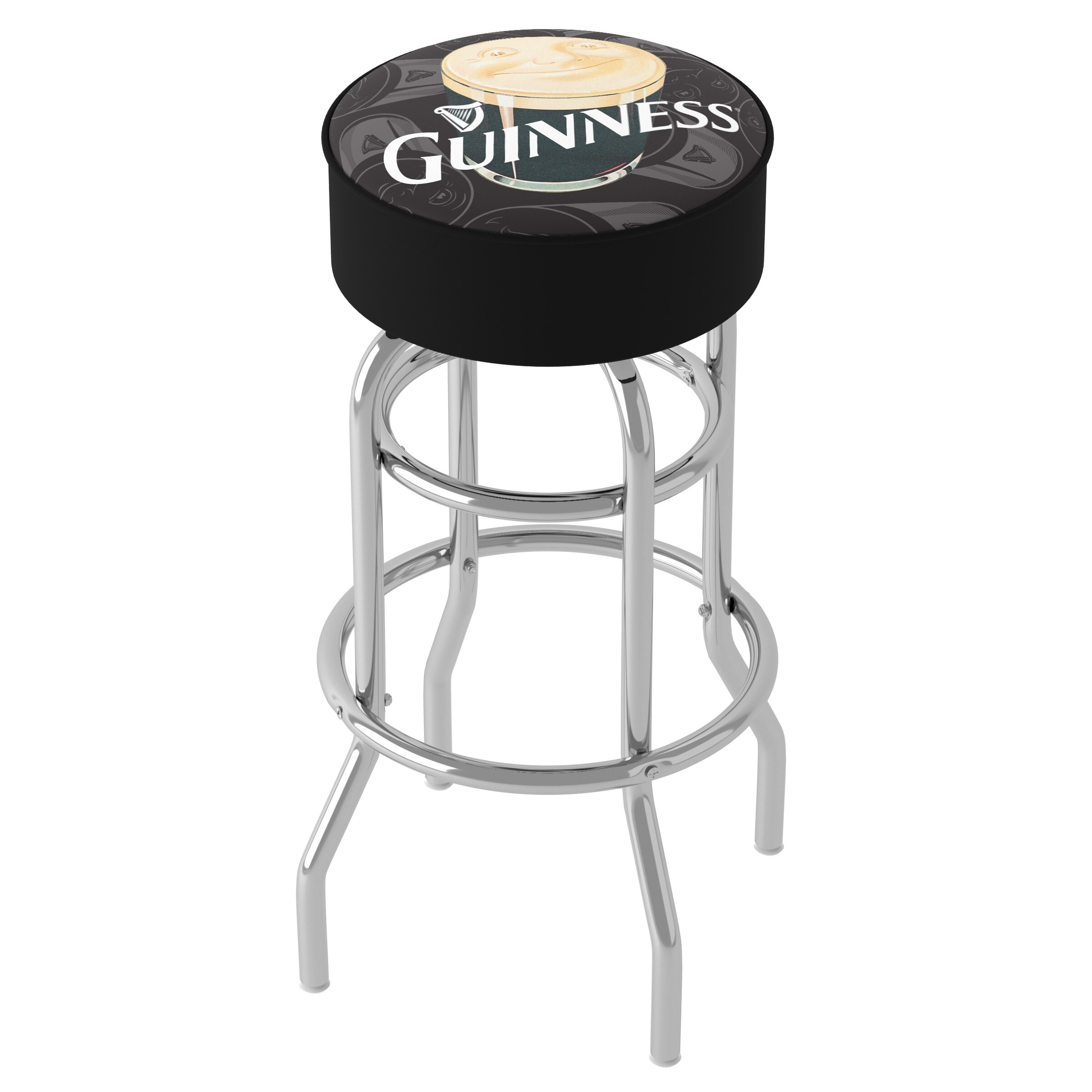 Trademark Gameroom GN1000-PNT Bar Stools Black/Chrome 1 31.0-Inches H Bar height Round seat Upholstered Swivel Metal Bar Stool