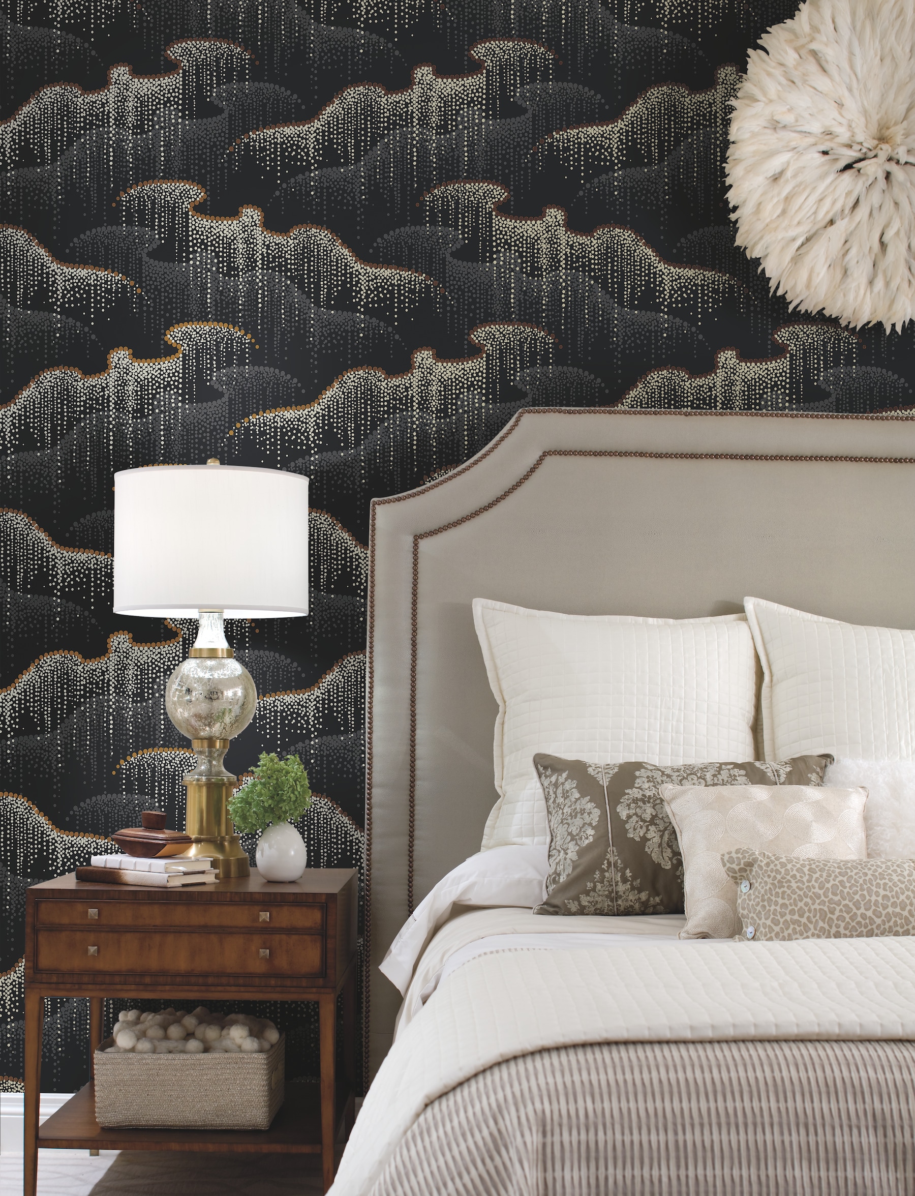 York Wallcoverings OS4261 Modern Nature 2nd Edition 60.8-Sq. Feet Black Non-woven Geometric Unpasted Wallpaper