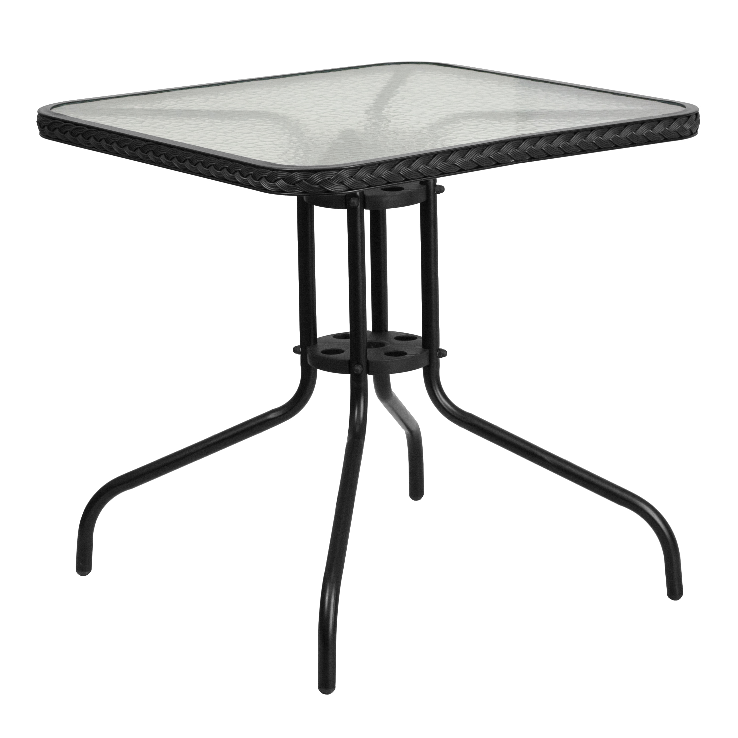 Clear Glass and Black Rattan 3-Piece Bistro Set