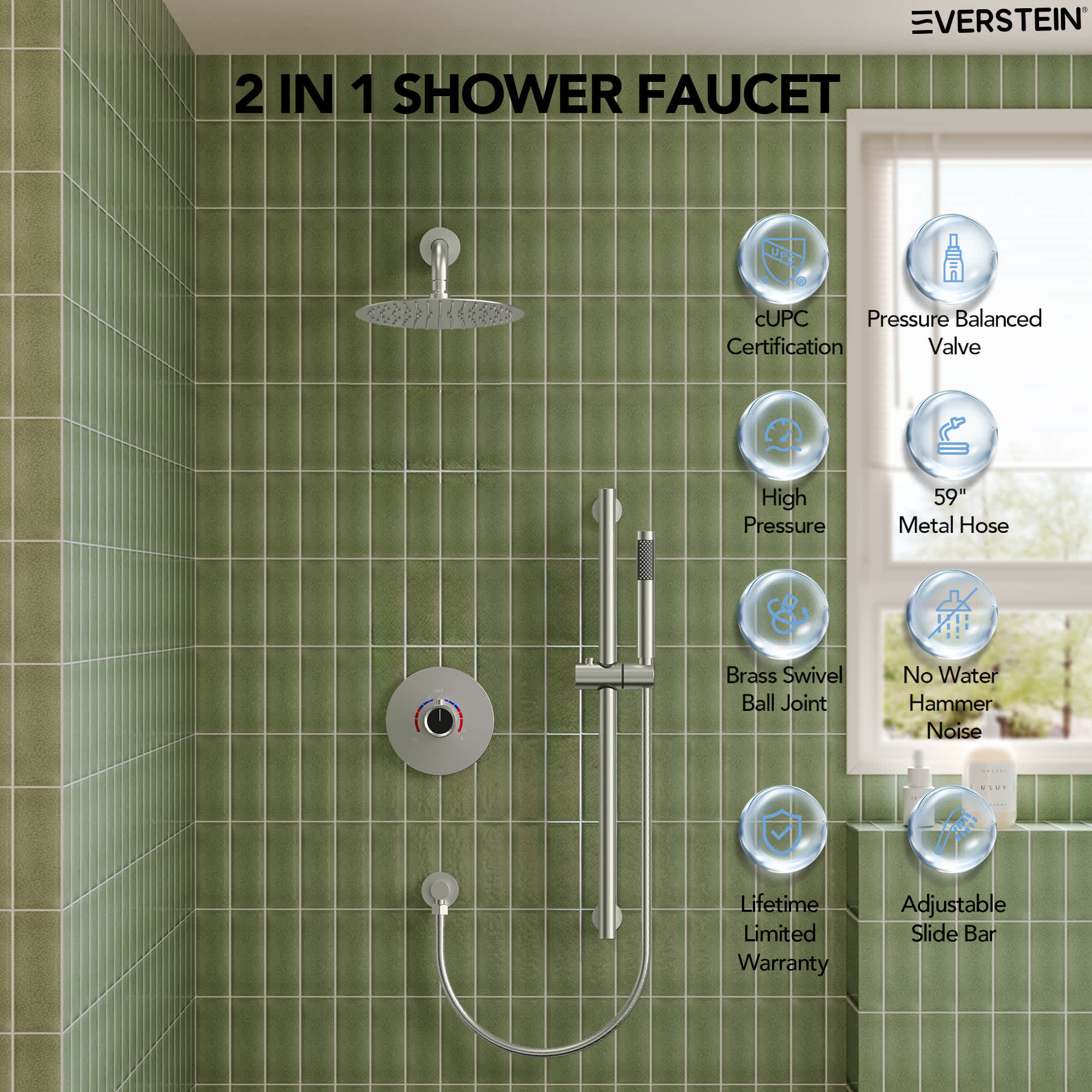 EVERSTEIN SFS-1013-NK10 Showerhead-Bar-Panels - View #4