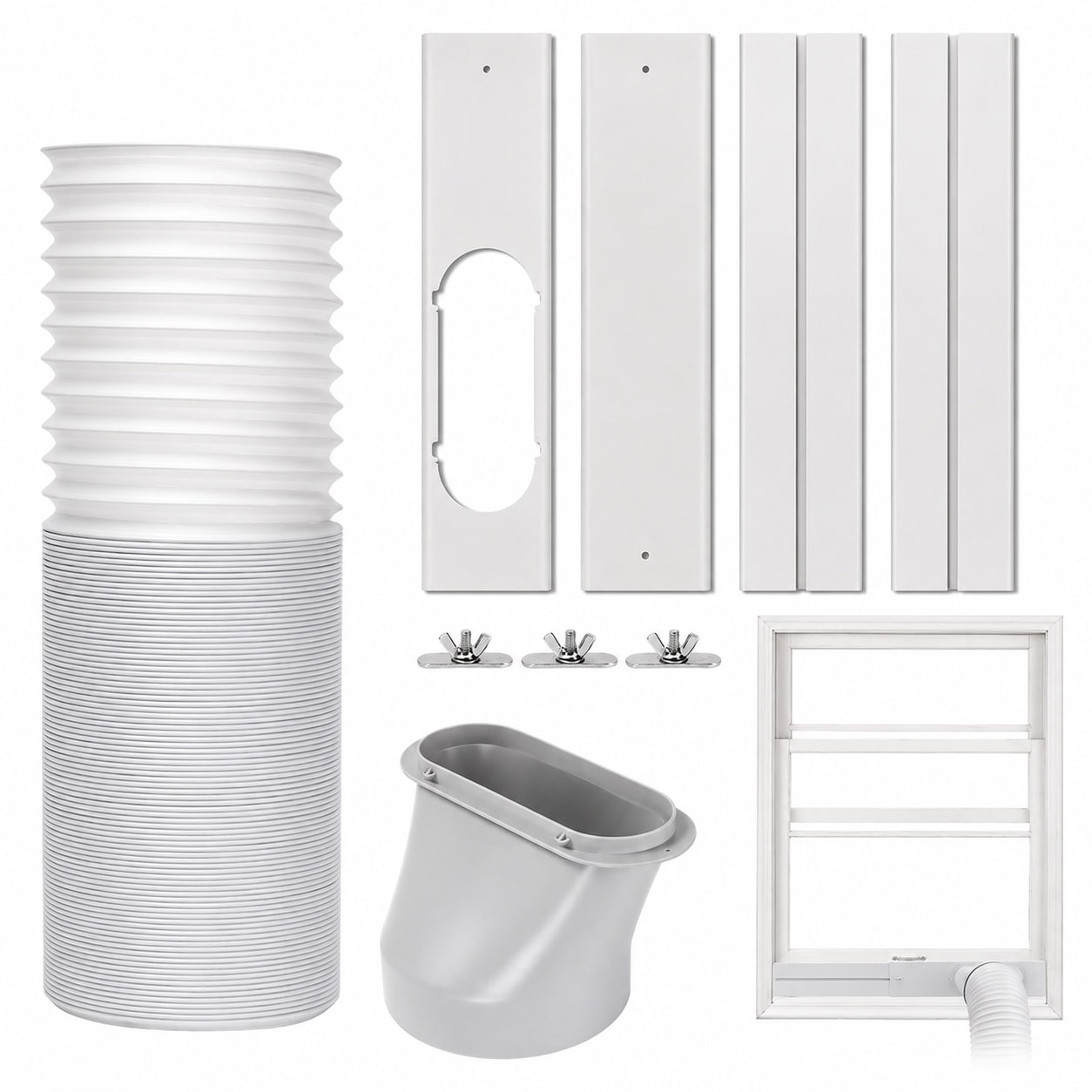 Etokfoks  5 9 Inch AC Exhaust Hose Kit compatible with most portable air conditioner models for sliding window use 1 Kit