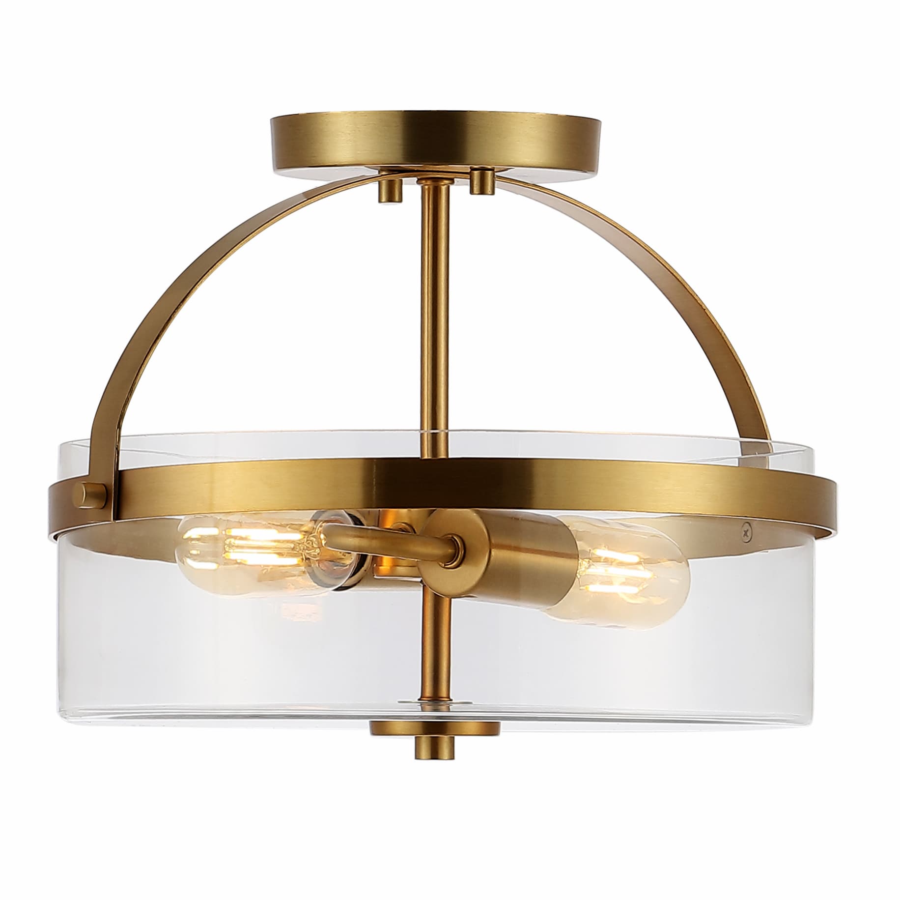 Brass Gold 15'' LED Flush Mount Light with Clear Glass Shade