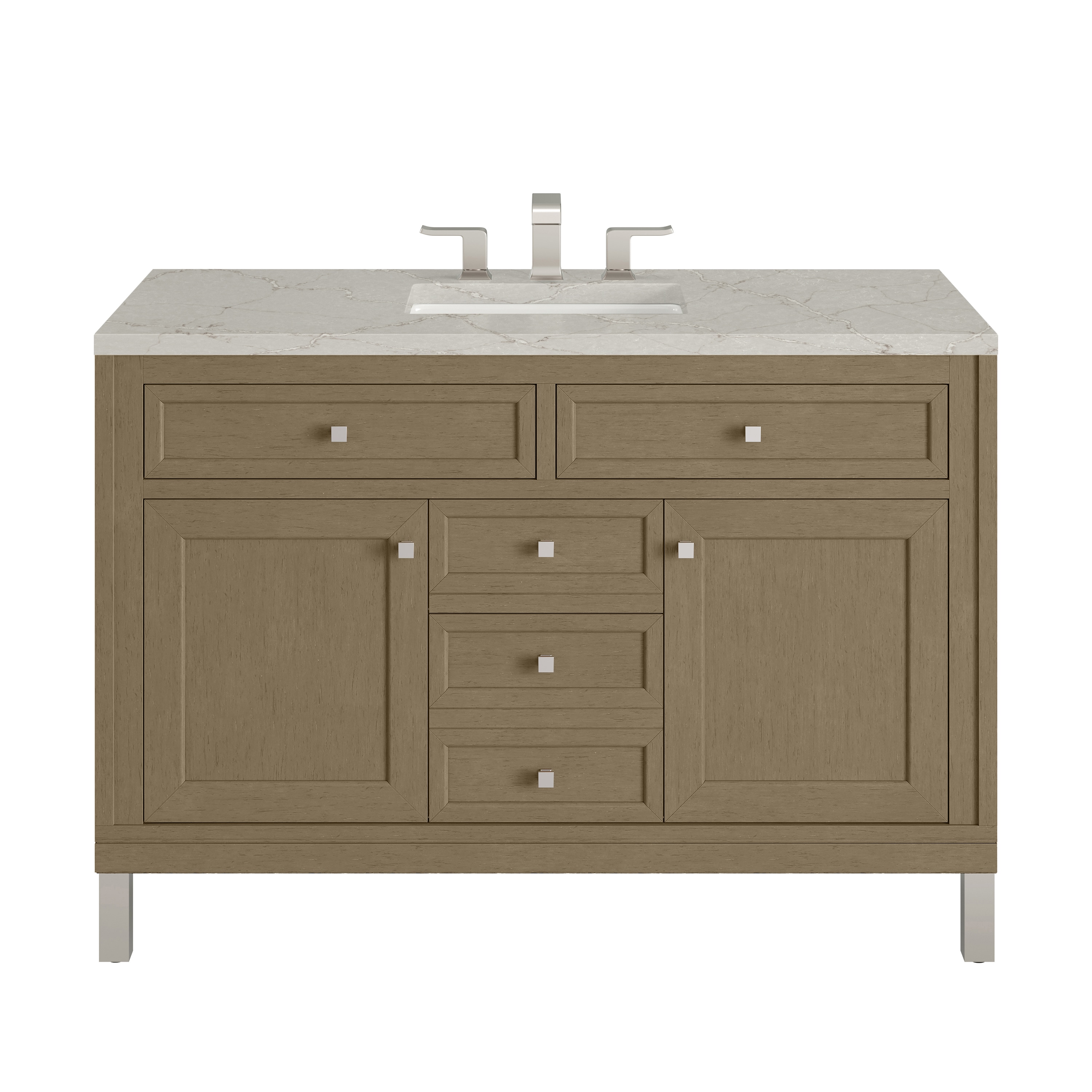 James Martin Vanities 503-V48-WLW-FVSL Chicago 48-in Walnut Whisper Undermount Single Sink Bathroom Vanity with Victorian Silver Quartz Top