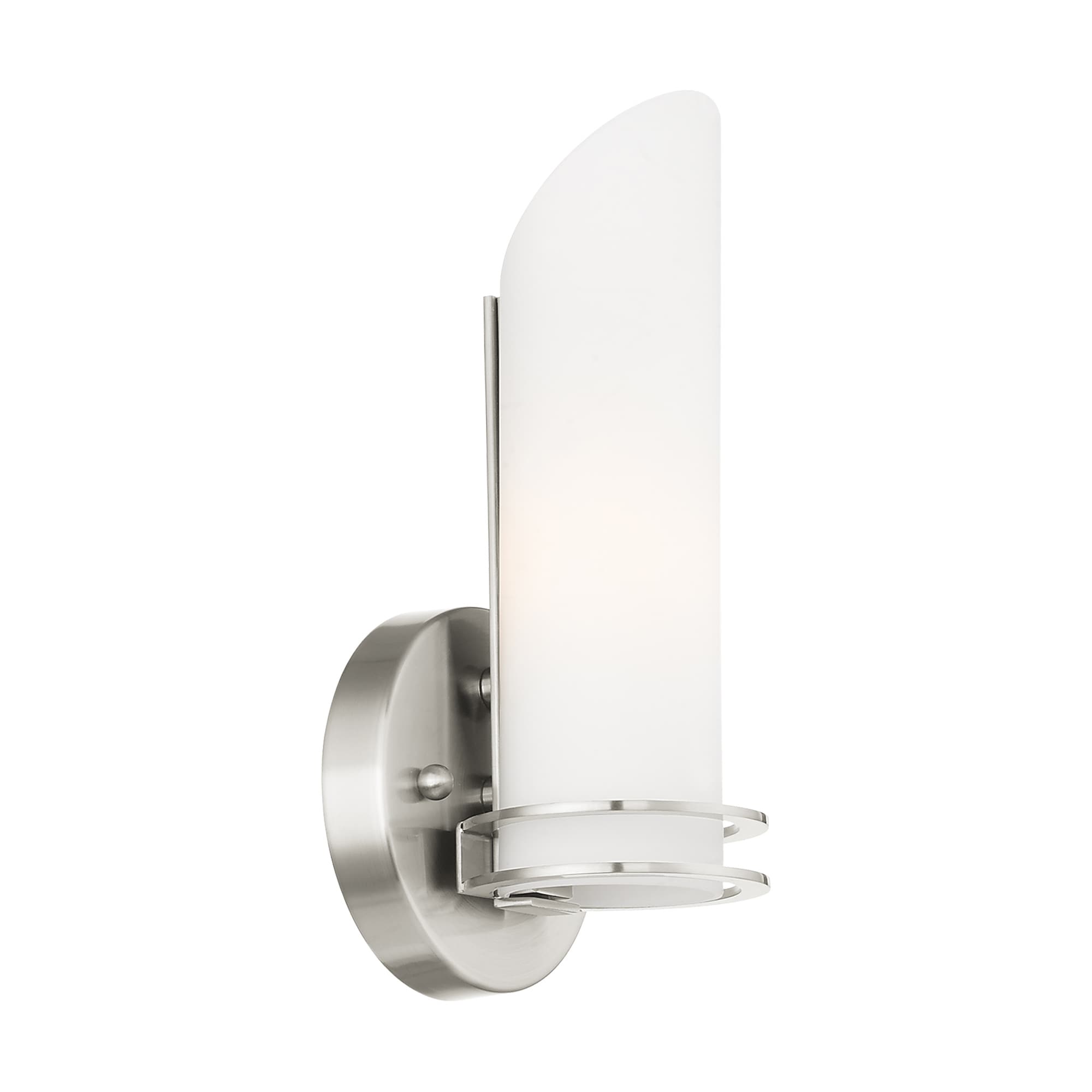 Elegant Brushed Nickel Vanity Wall Sconce with Satin Opal White Glass