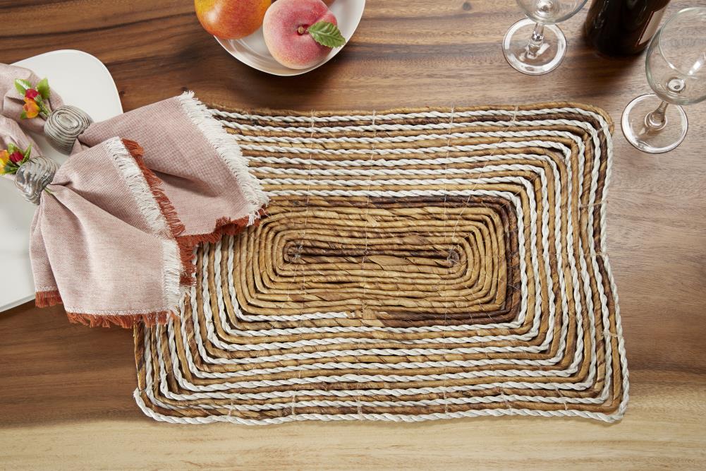 Grayson Lane 47667 4 -Pack Light Brown Wicker Rectangle Placemats