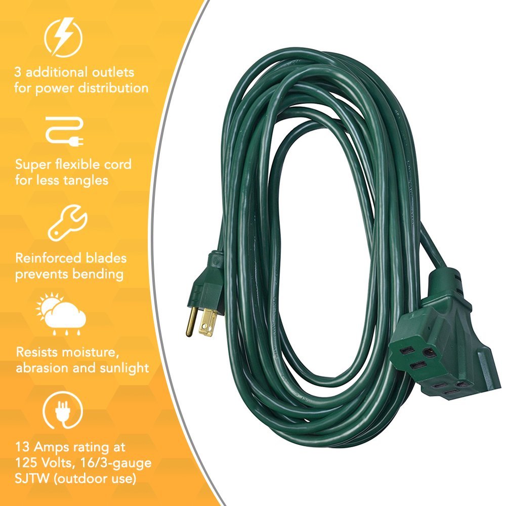 Southwire Yard Master 25-ft 16/3 Green 3 Prong Outdoor SJTW Medium Duty ...