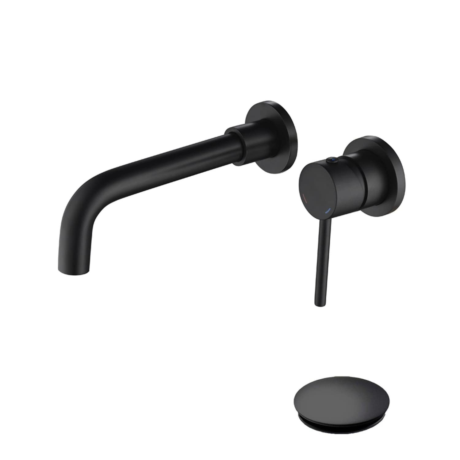 OGETFUUR 1-Handle Wall Mounted Matte Black Bathroom Sink Faucet with Pop-Up Drain