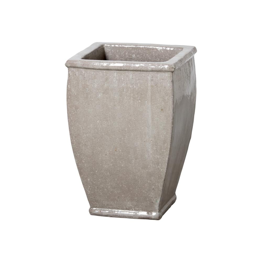  12823GR-1 Square 13.0-in W Large Gray Ceramic Planter with Drainage Holes
