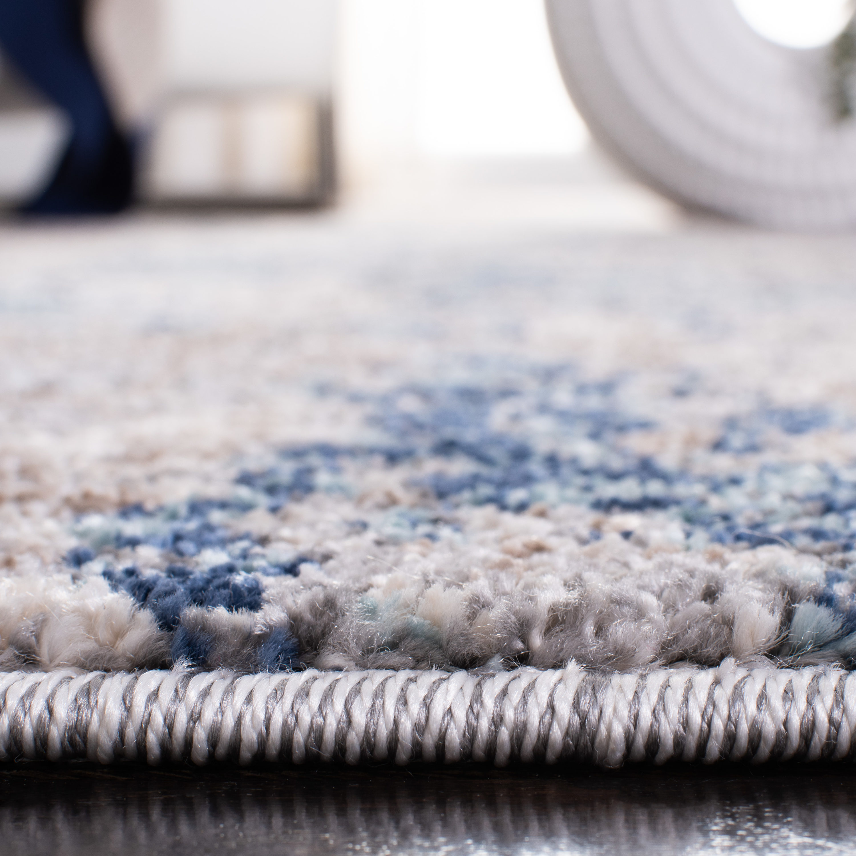 Abstract Elegance 5'3" x 7'7" Hand-Knotted Gray Synthetic Area Rug