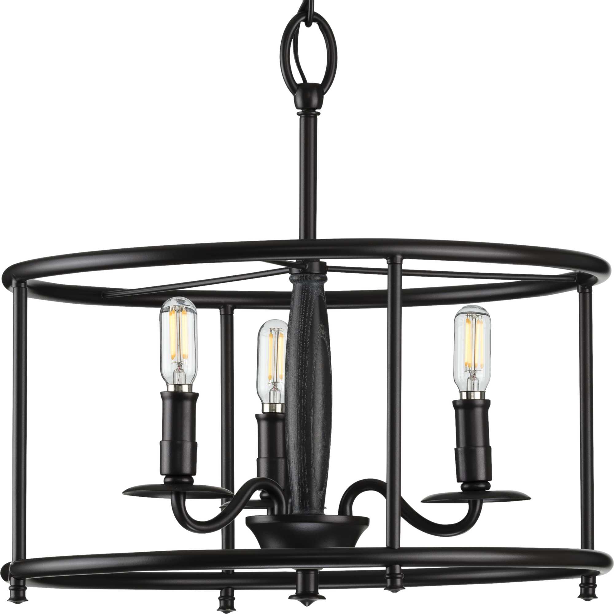 Matte Black and White Drum LED Semi-Flush Ceiling Light