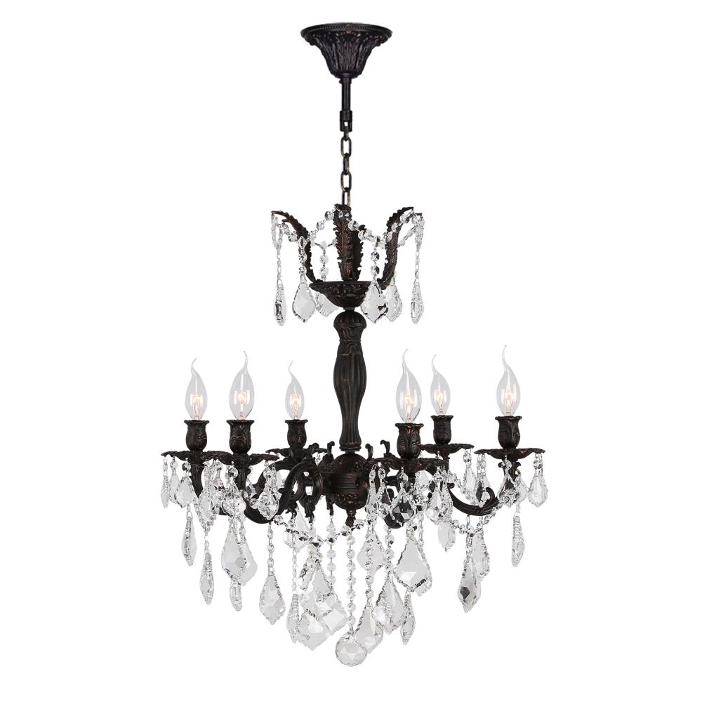 Worldwide Lighting W83328F23 Versailles 6-Light Flemish Brass Glam Crystal Chandelier