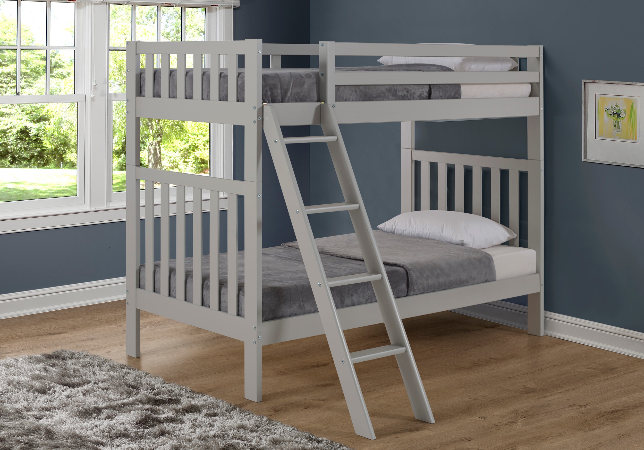 Alaterre Furniture Aurora Dove Gray Twin Over Twin Bunk Bed in the Bunk ...