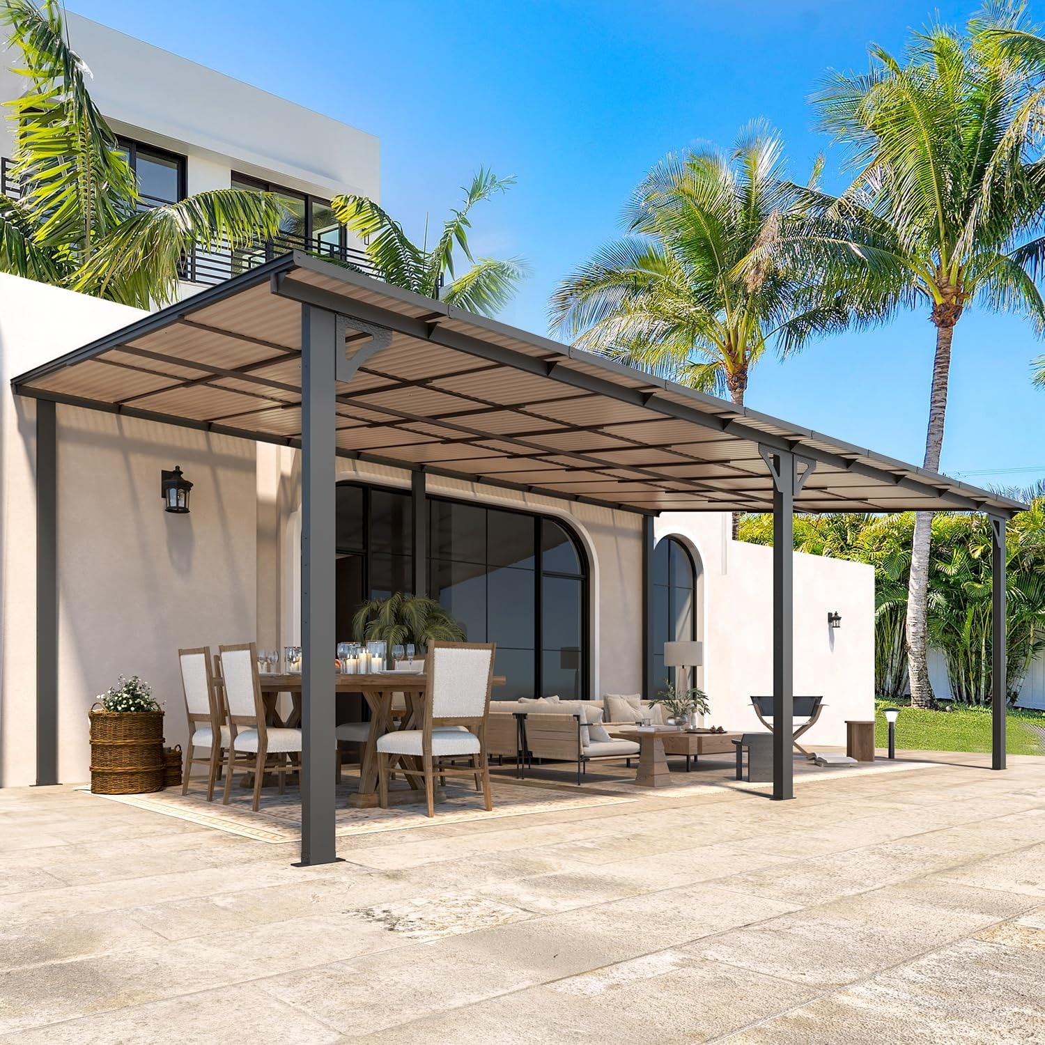 AECOJOY 16403BK-LS01 20-ft x 12-ft Gazebos Black Gazebo with Hardtop Roof