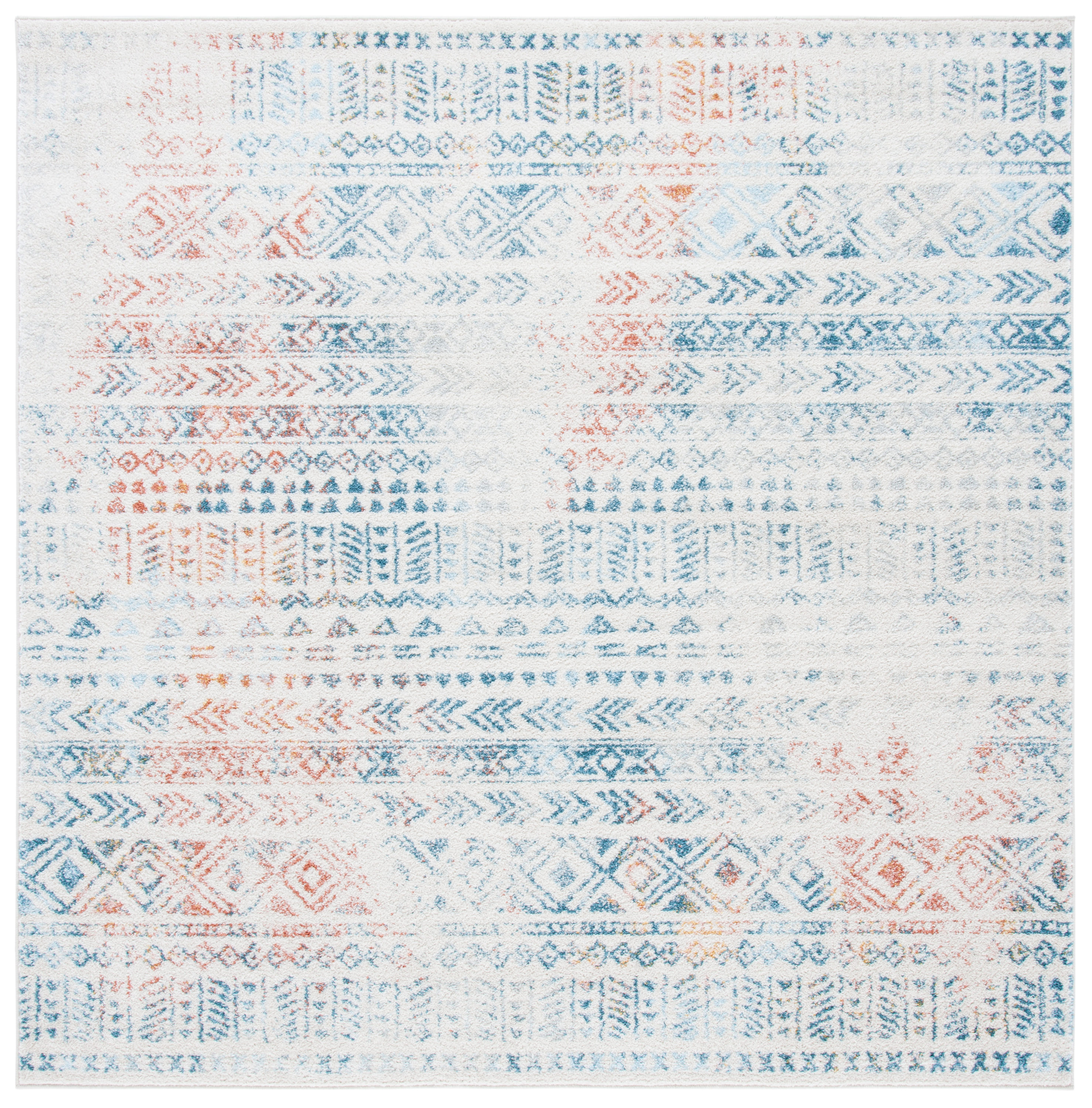 Safavieh TUL263A-7SQ Tulum Hobbs 7 x 7 (ft) Loomed Polypropylene Ivory/Terracotta Square Indoor Geometric Bohemian/Eclectic Area rug