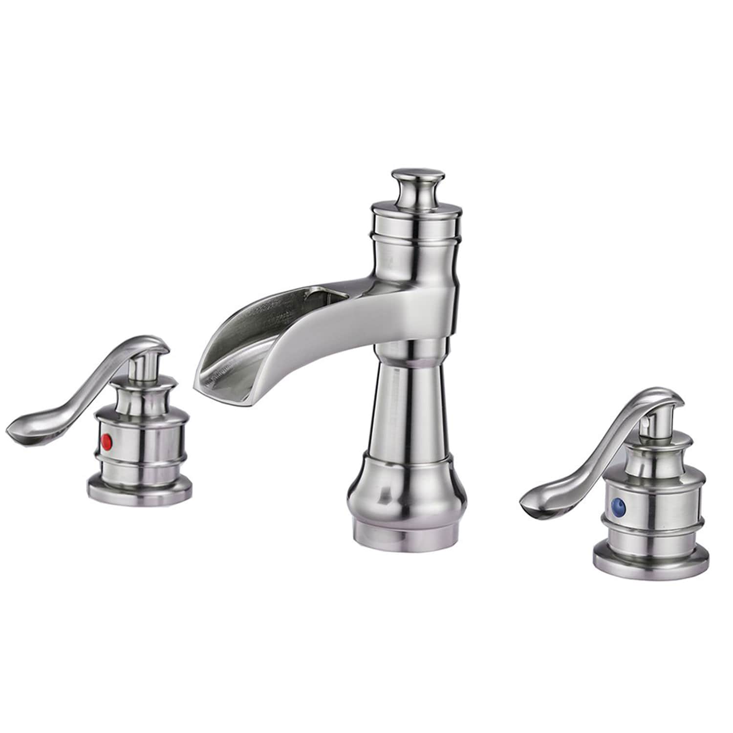 FOR HOME Bathroom Sink Faucets Brushed Nickel Widespread 2-handle Waterfall Bathroom Sink Faucet | - WELLFOR BFB5103GB -WF