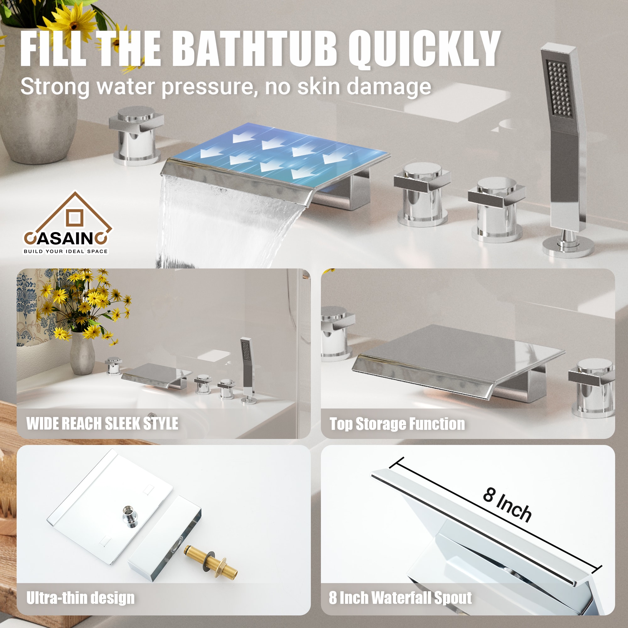 CASAINC KCLT0054-BG Roman-Tub-Faucets - View #9