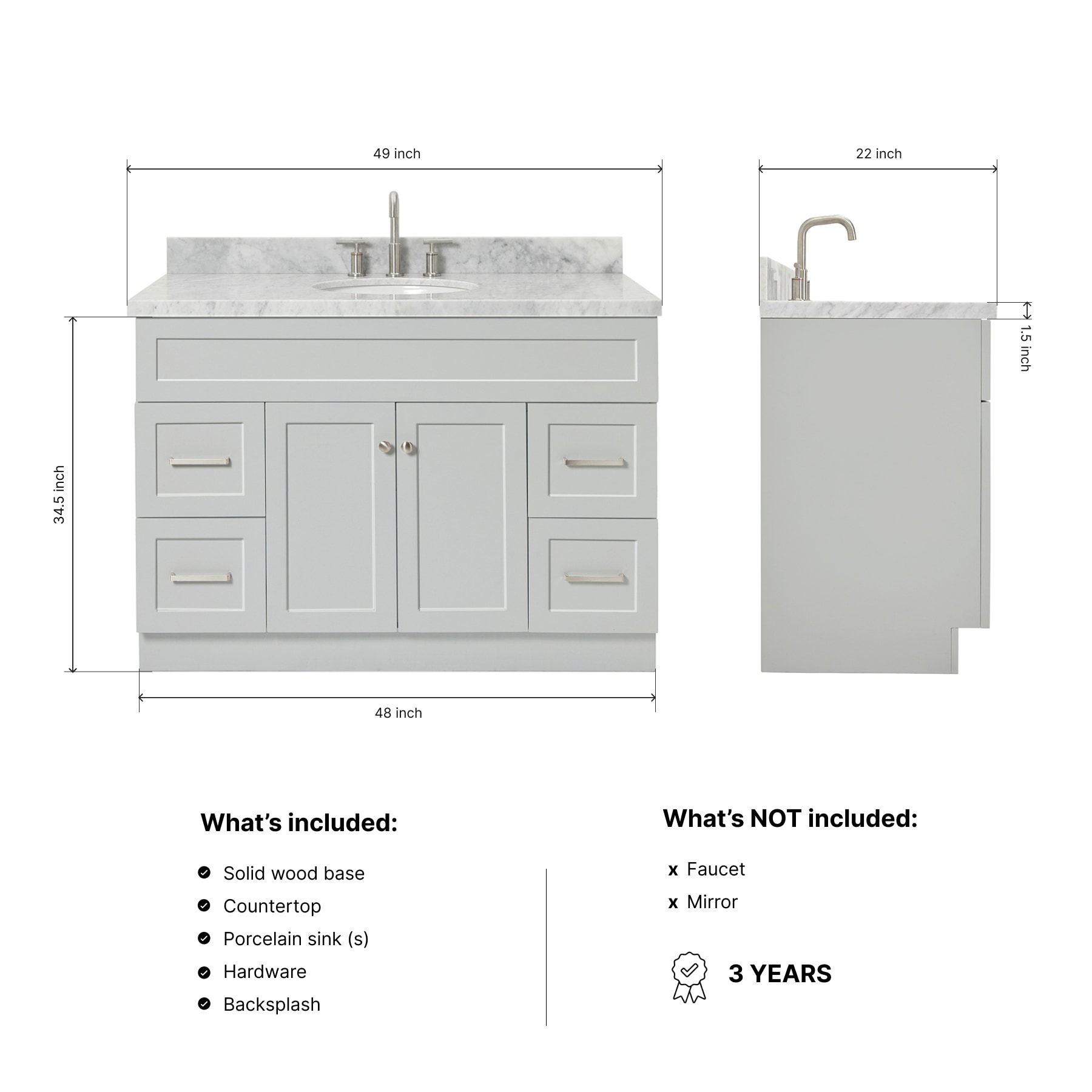 ARIEL F049SCWOVOGRY Bath-Vanity-Combo - View #3