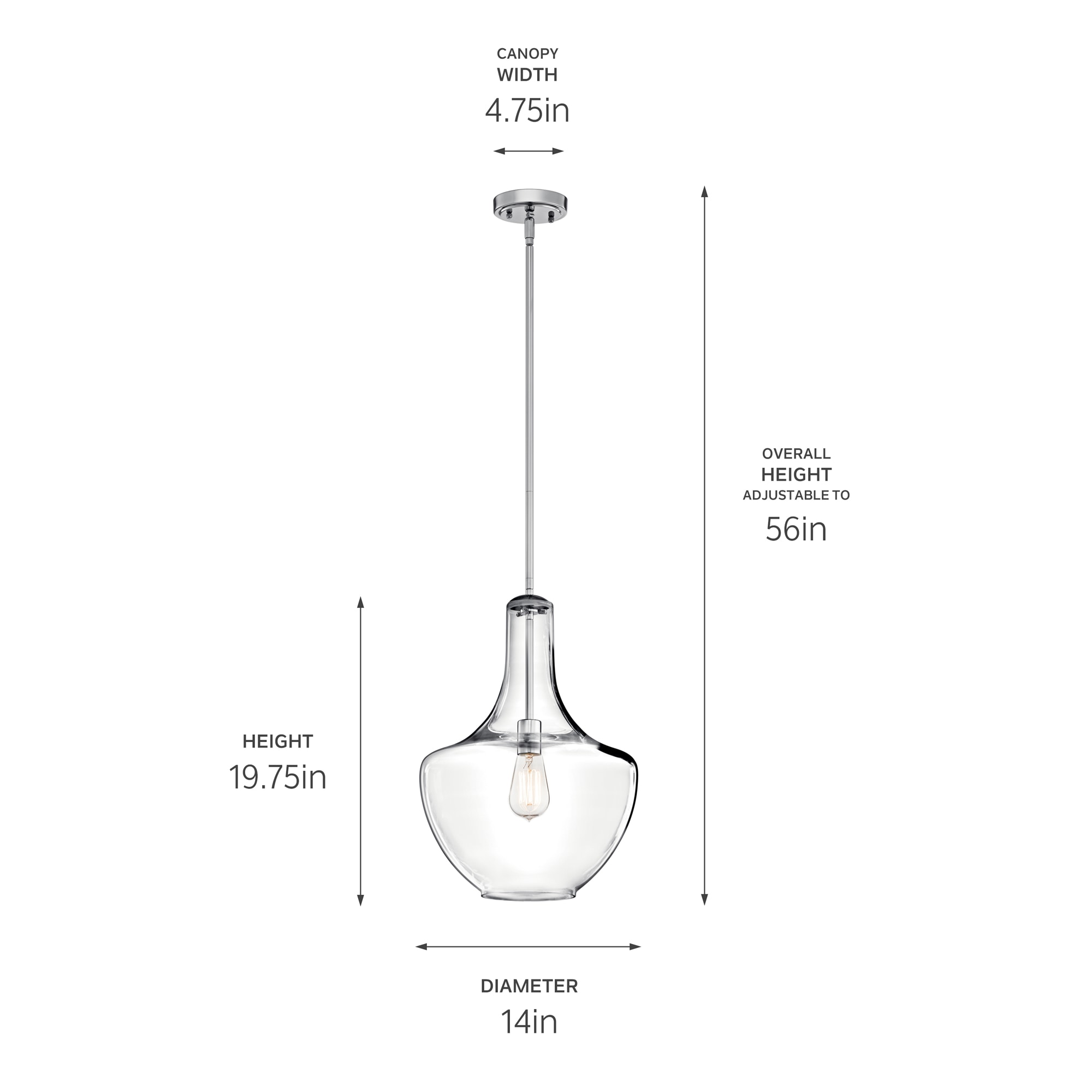 Kichler Everly Chrome Modern/Contemporary Clear Glass Teardrop Led ...