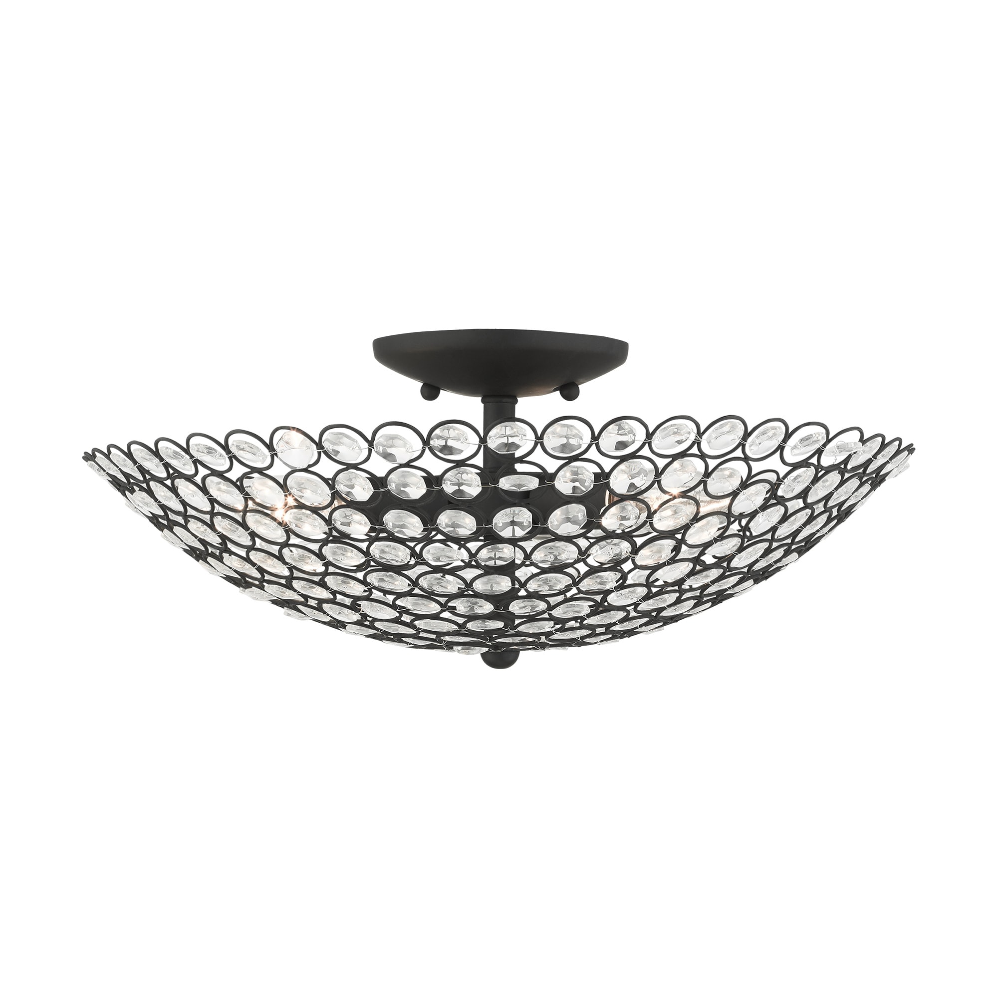 Livex Lighting 40446-04 Cassandra 3 -Light 16-in Matte Black Semi Flush Mount Light