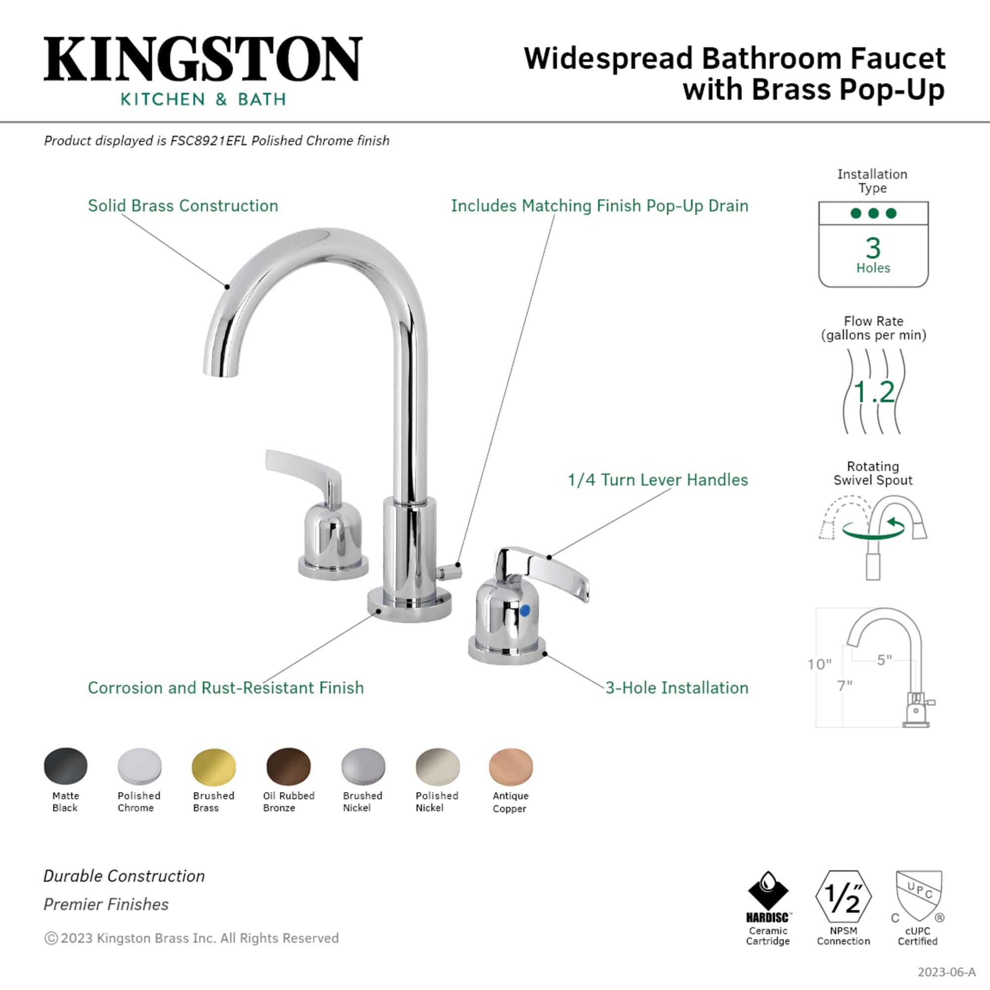 Kingston Brass WLFSC892EFLAC Lavatory-Faucets - View #3