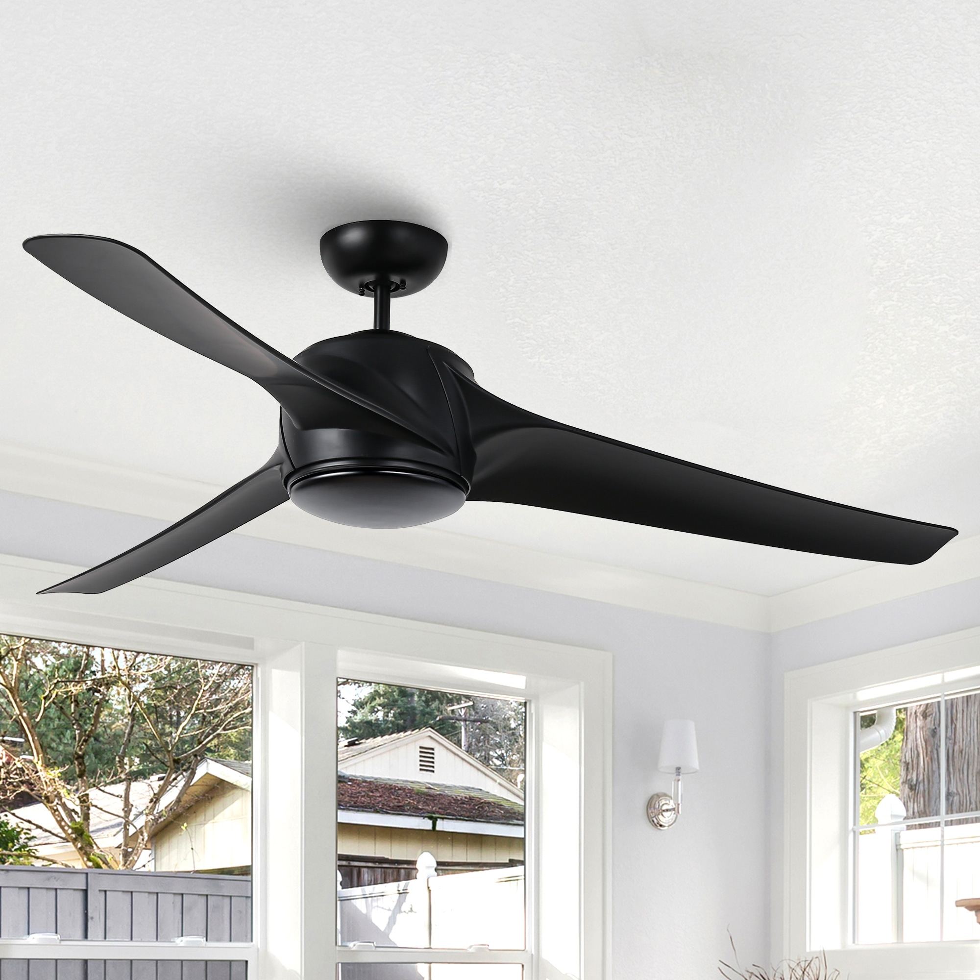Matrix Decor CF860BQ 60-in Black with Black Blades Ceiling Fan With Light ( 3 -Blade )