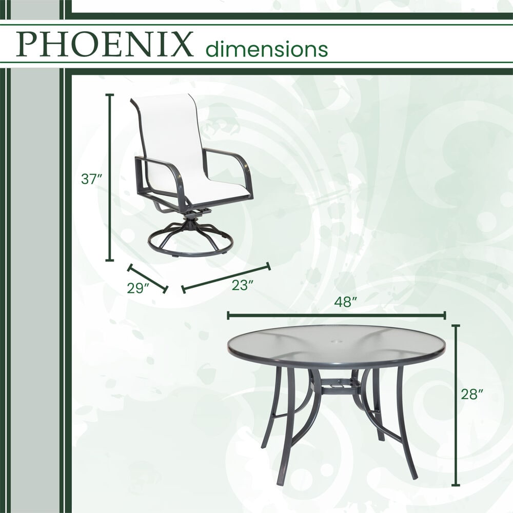Hanover PHOEDN5PCSWSQ-WHT Patio-Dining-Sets - View #5