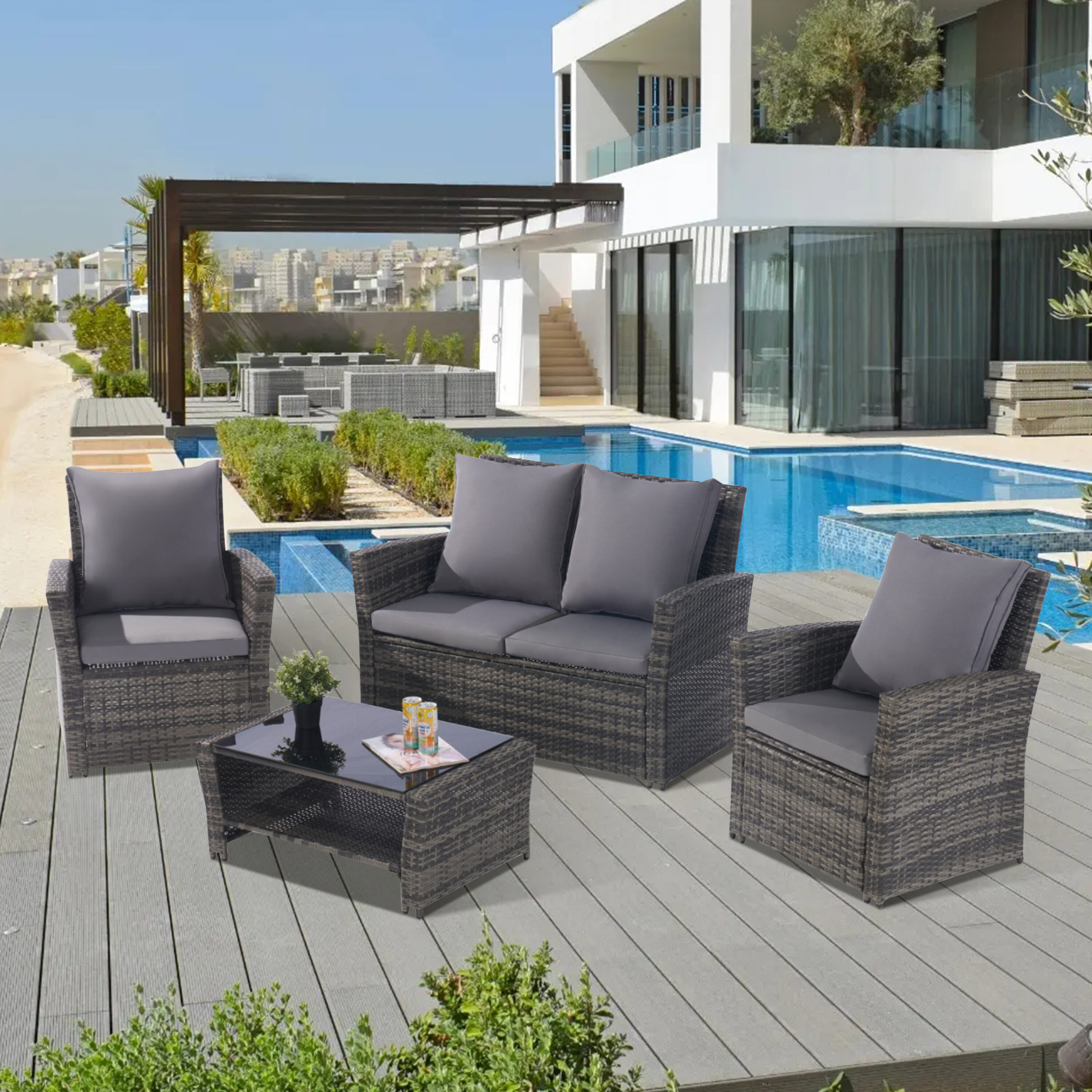 Hrinhom HC-OT01-DARK GRAY Patio-Conversation-Sets - View #2