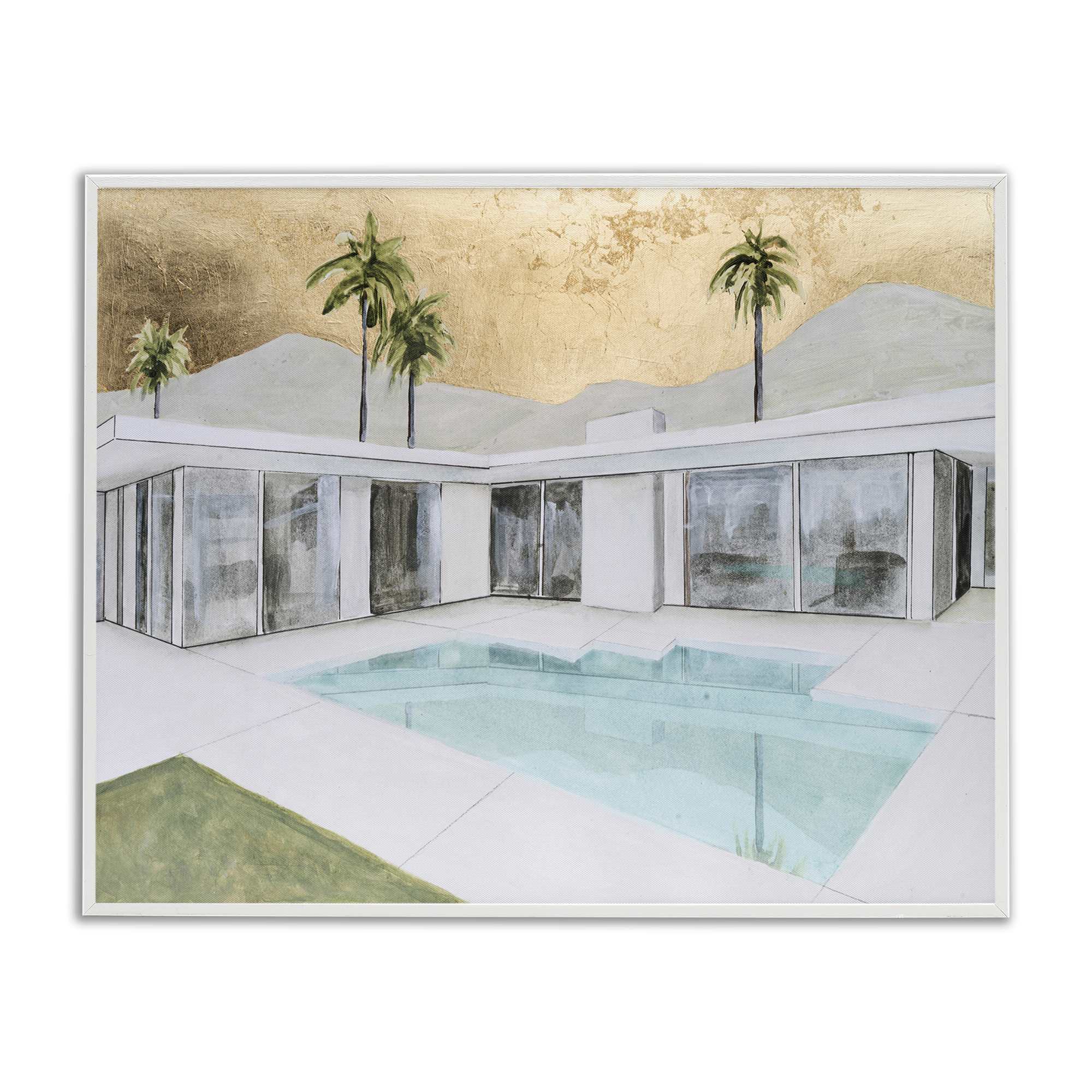 Stupell Industries BS-398-WFR-24X30 Modern Chic Pool View Framed Giclee design by Michael Willett