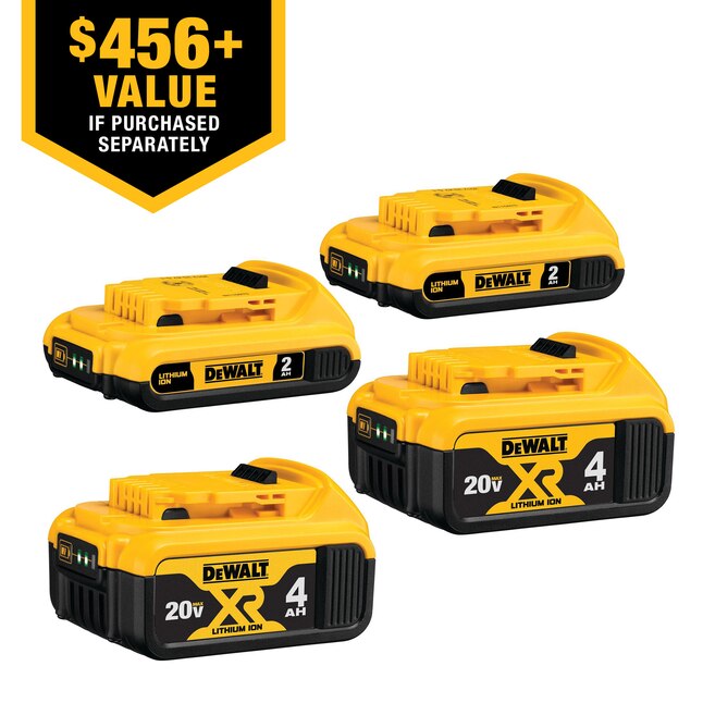 DEWALT 20 V 4 Pack Lithium ion Battery 2 Ah and 4 Ah in the