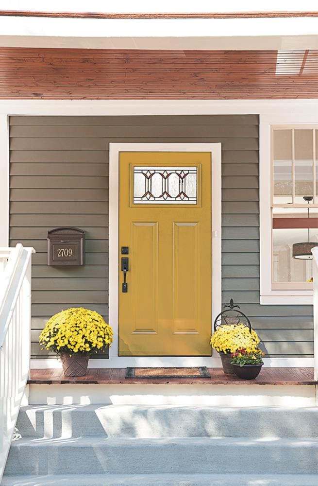 mustard yellow front door