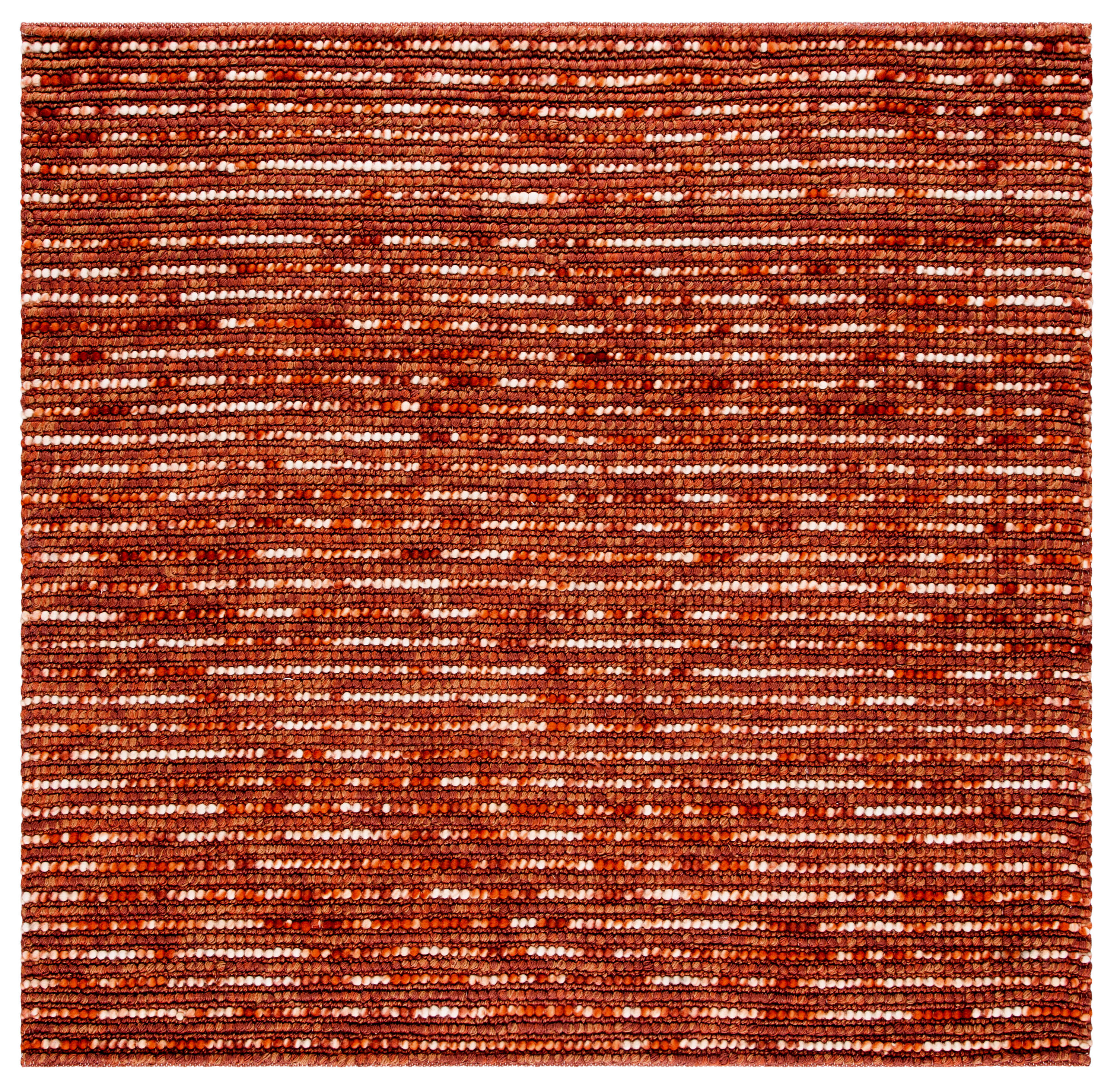 Hand-Knotted Square Rust and Multi Wool Area Rug
