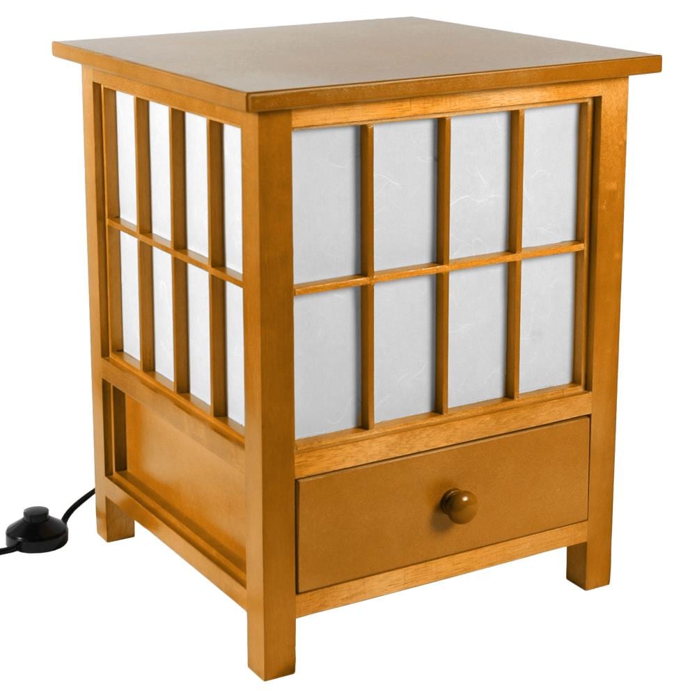 Red Lantern LMP-HOKK3-HONEY Oriental Furniture 19-in Honey Shaded floor lamp Floor Lamp with Fabric Shade