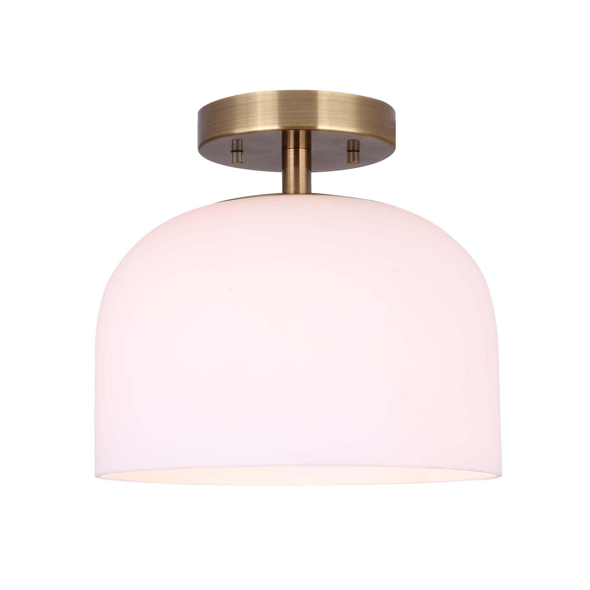 Novalee 9.25-Inch Gold Flush Mount with Opal Glass Shade