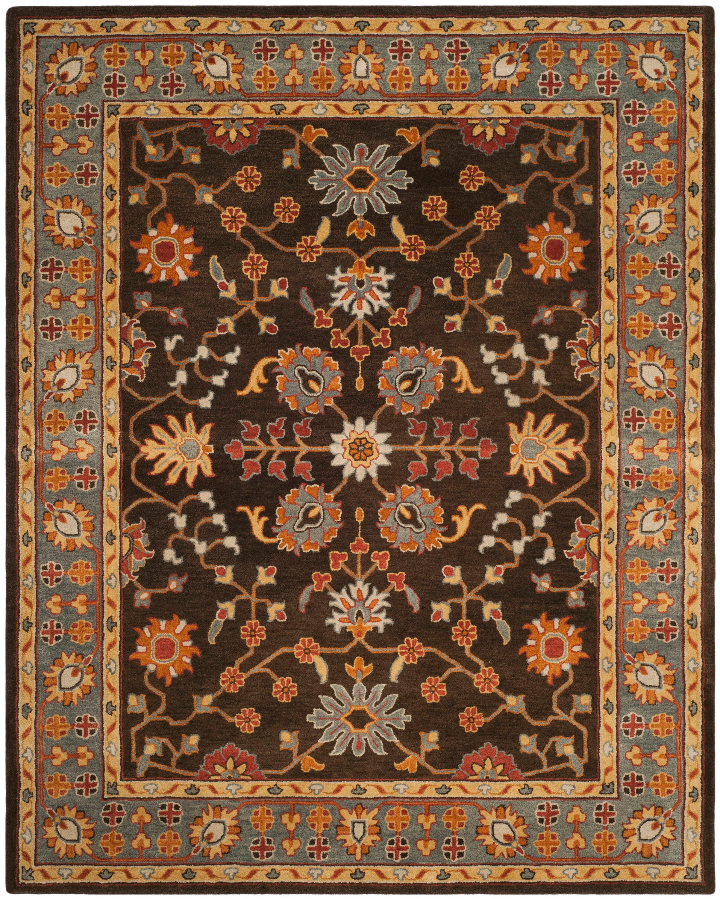 Heritage Charcoal and Blue Hand-Tufted Wool 8' x 10' Area Rug