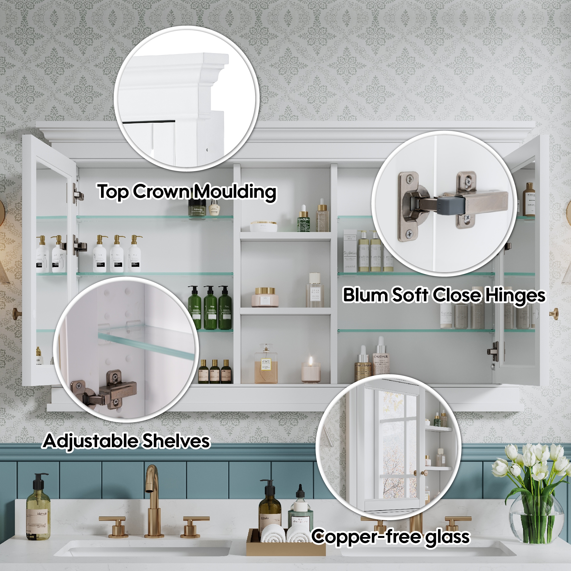 WELLFOR TO-AE-BV30GYWH Bathroom-Medicine-Cabinets - View #6