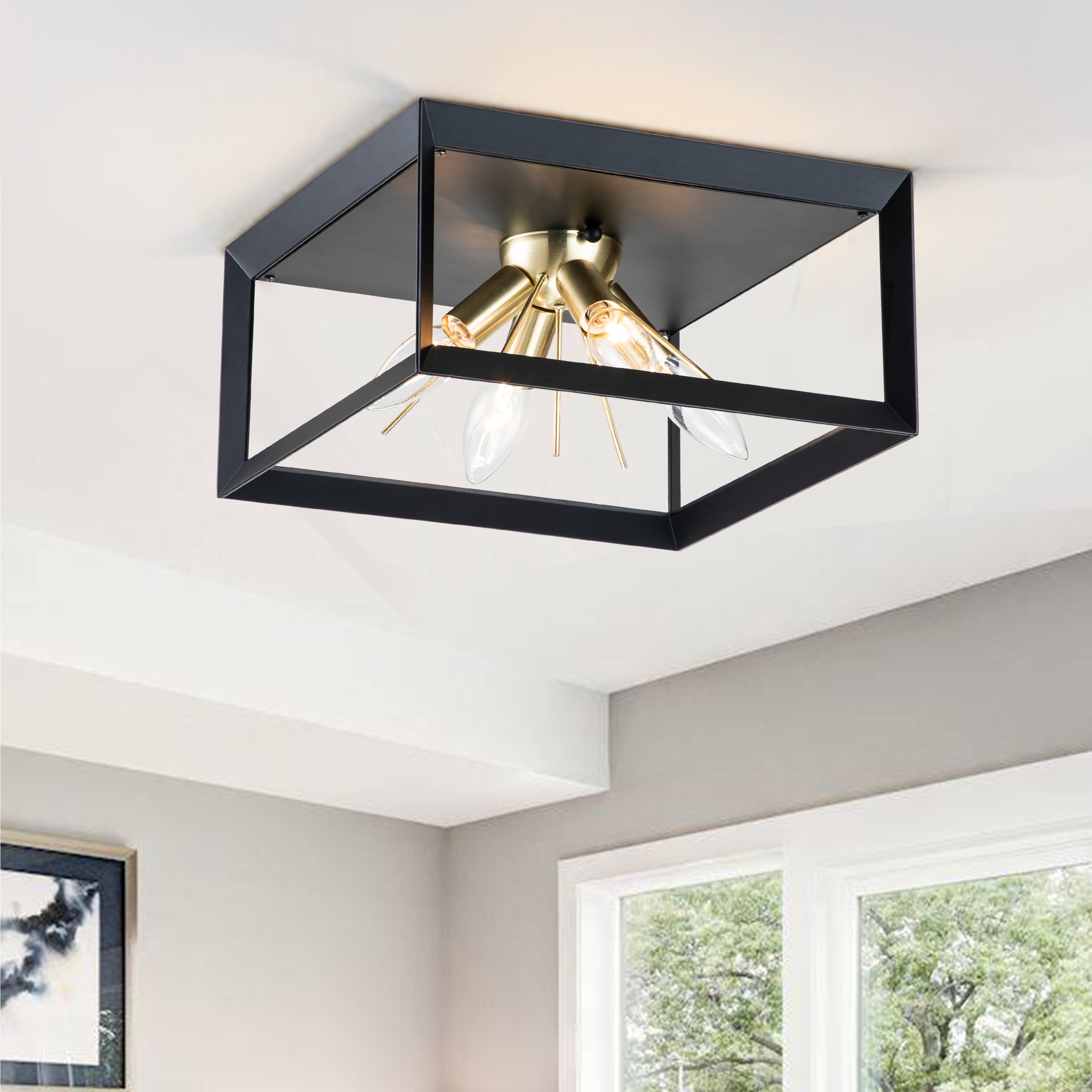 C Cattleya 4-Light Matte Black Flush Mount Light in the Flush Mount ...