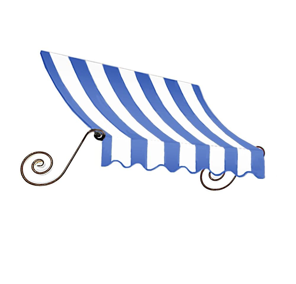 Awntech CH22-6BBW Charleston 76.5-in Wide x 24-in Projection x 31-in Height Fabric Bright Blue/White Solid Fixed Window/Door Awning