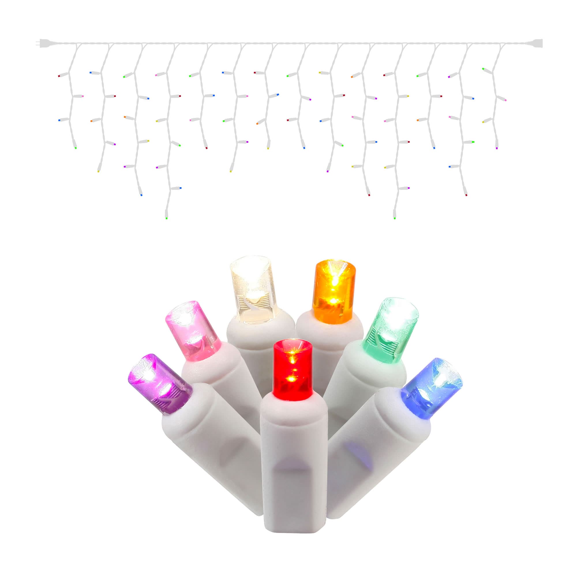 Vickerman X6W3300 Icicle Light Set 70 -Count Constant Multicolor Icicle LED Plug-In Christmas Icicle Lights