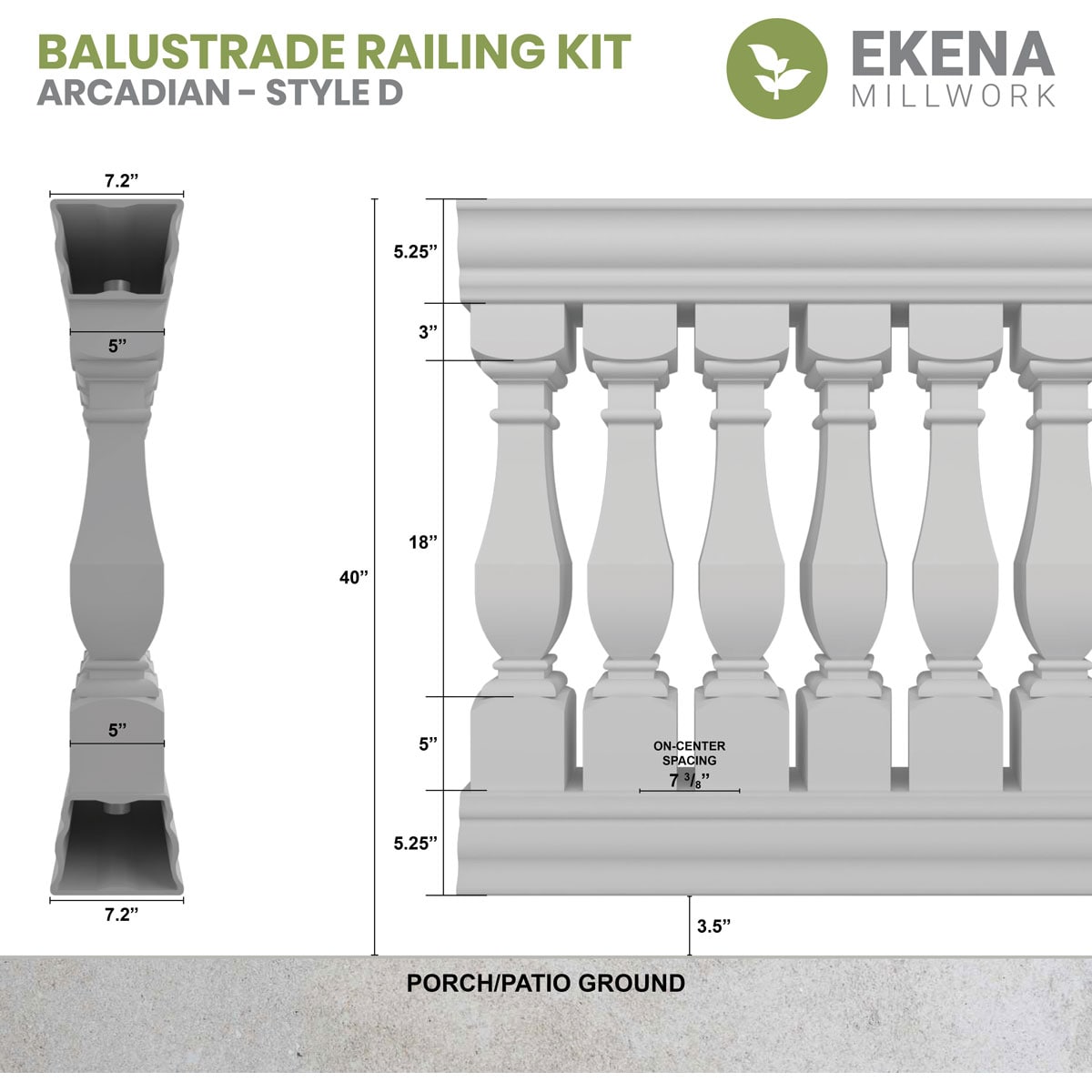 Ekena Millwork BALK40X192ACD railings - View #2