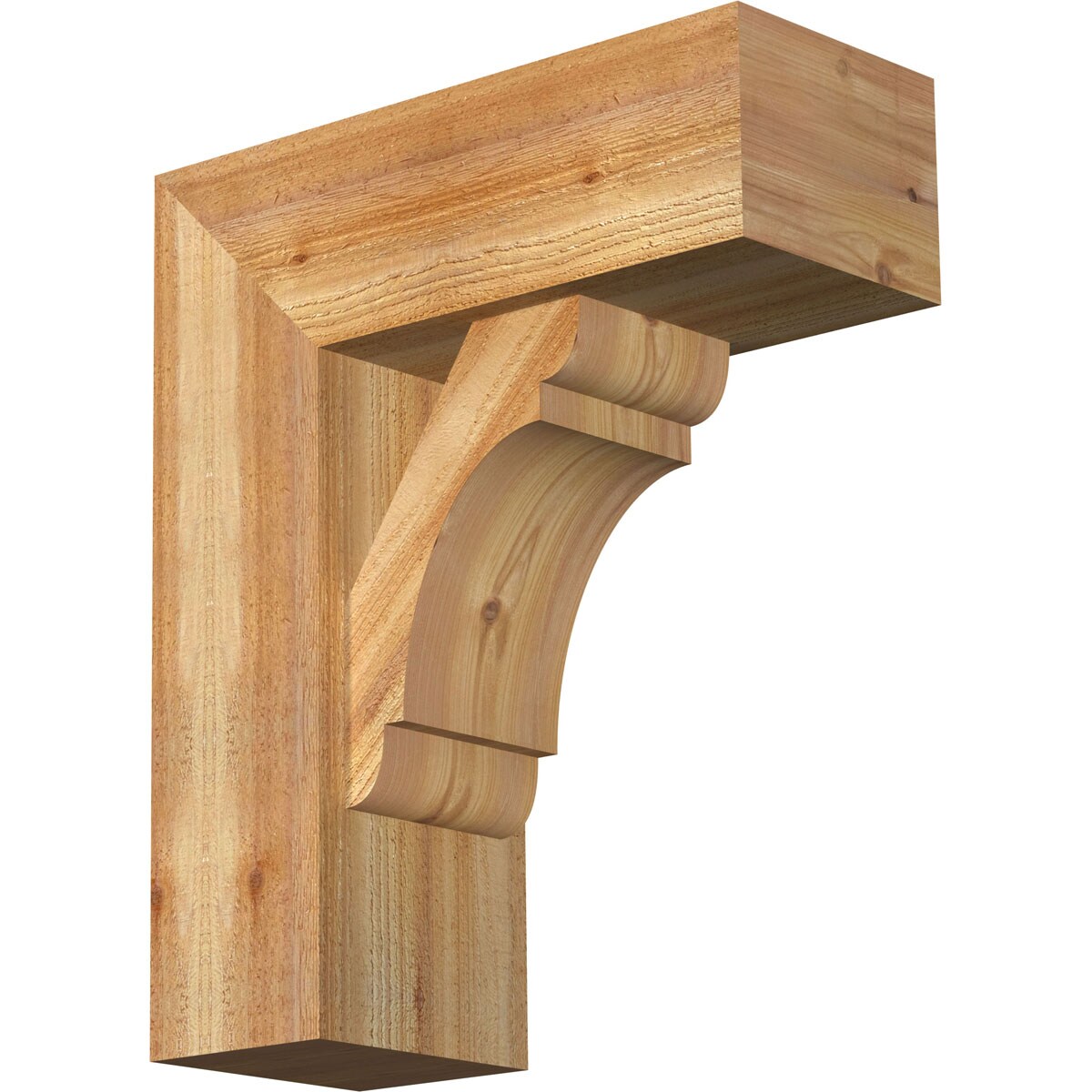 Ekena Millwork 1463467 Olympic Block Rough Sawn Bracket with Offset Brace 8-in x 20-in x 24-in Western red cedar Brown Wood Standard bracket