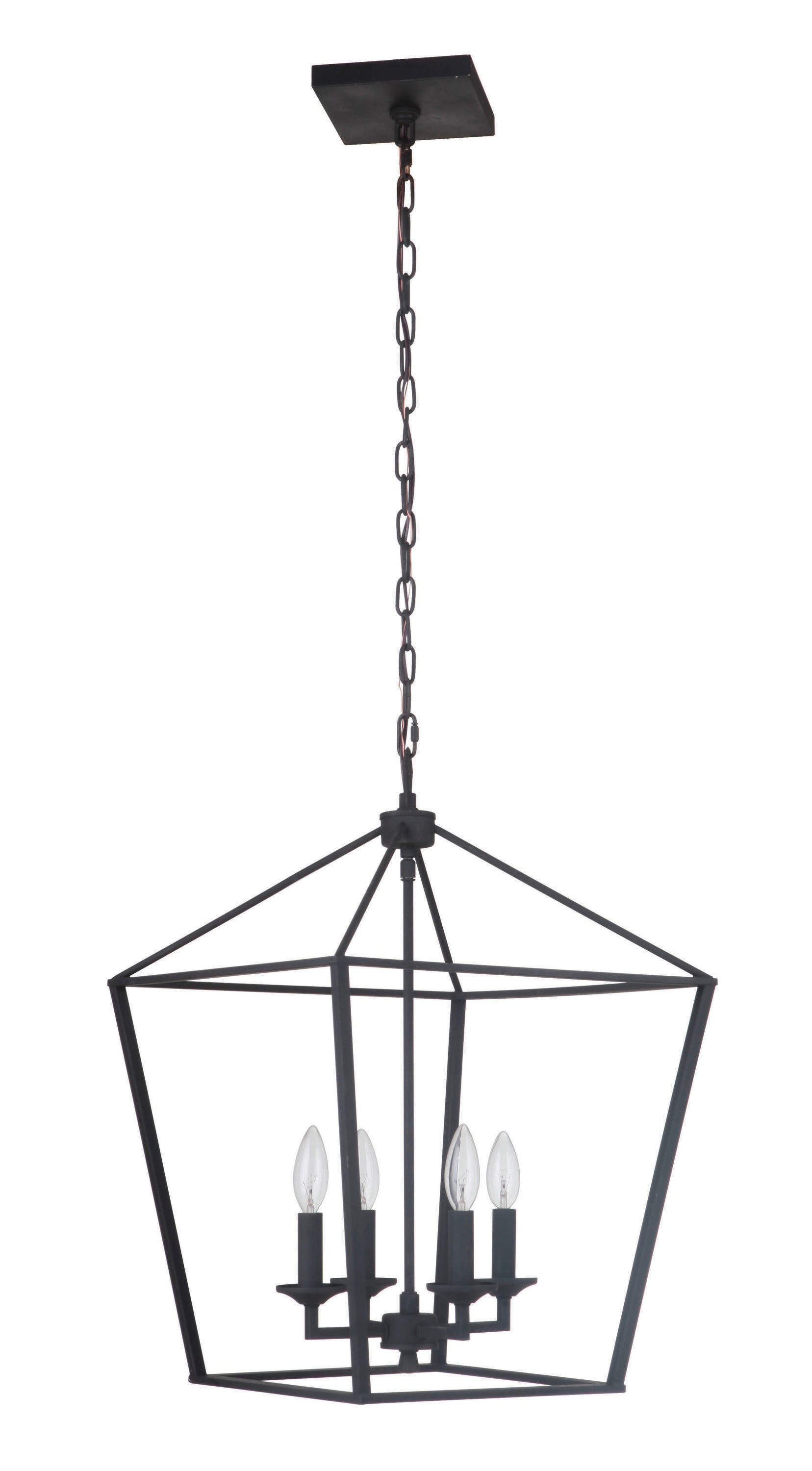 Flynt 4-Light Black and Polished Nickel Cage Pendant