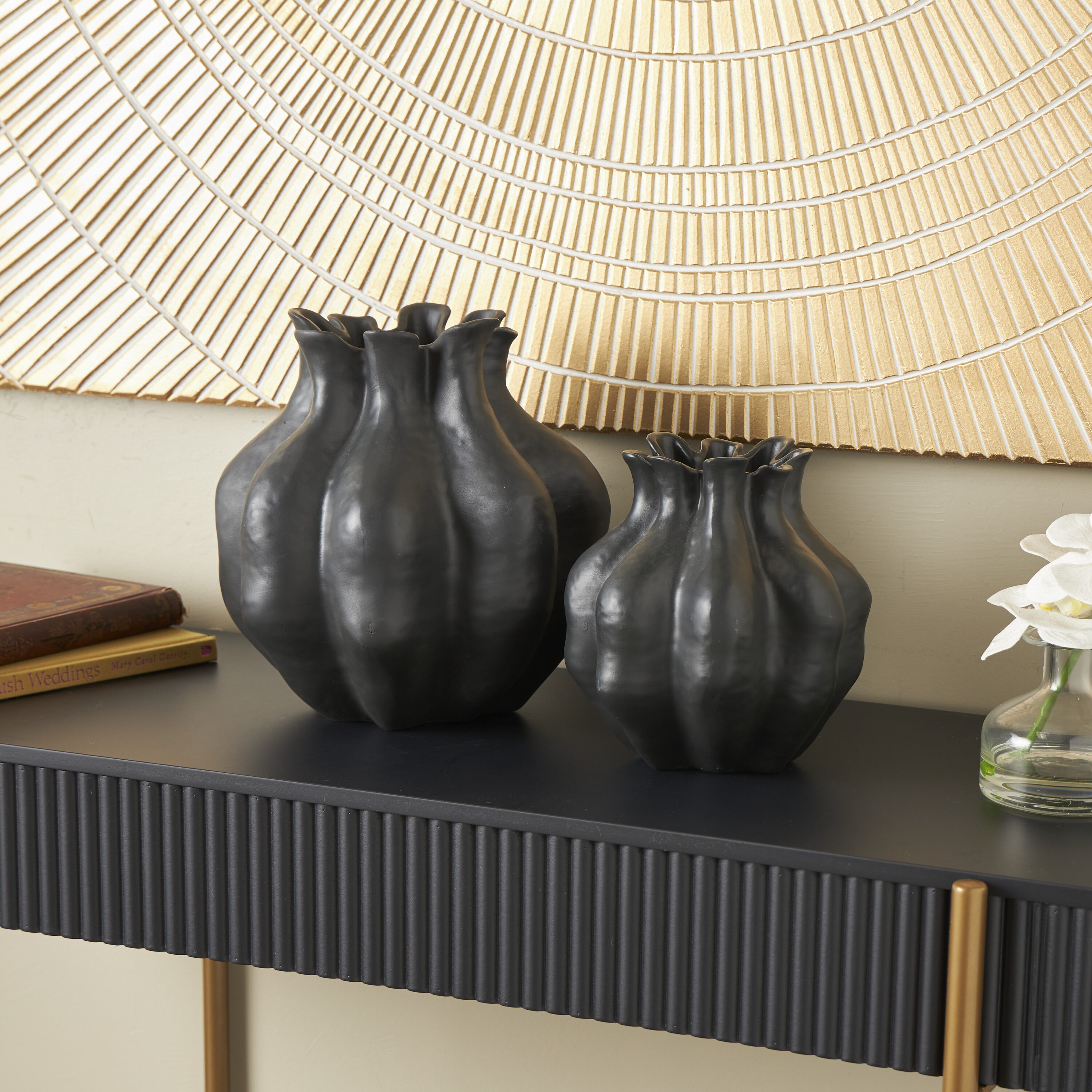Grayson Lane 822275 2 -Pack Black Resin Modern Vase